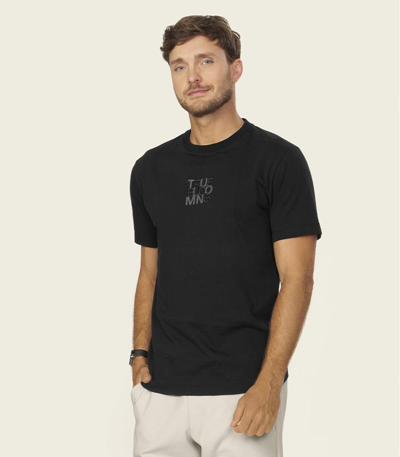 Camiseta Masculina Meia Malha Com Estampa Diametro Preto