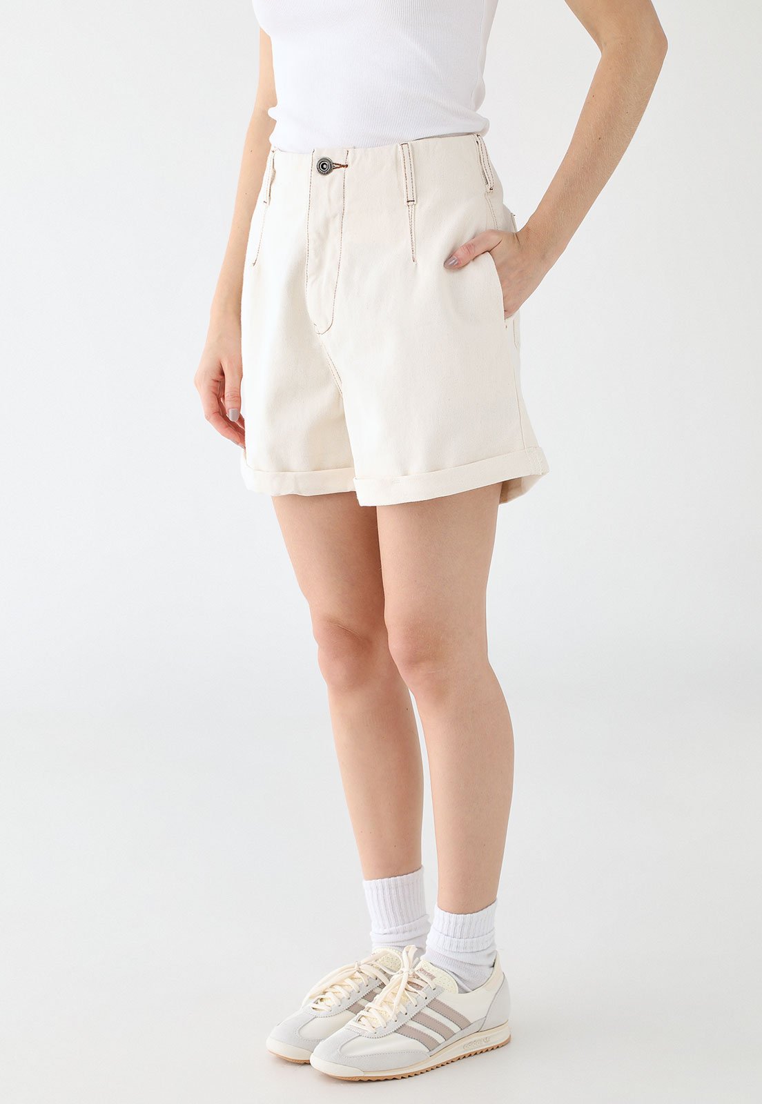 Shorts Jeans Feminino Hang Loose Classic Off-White