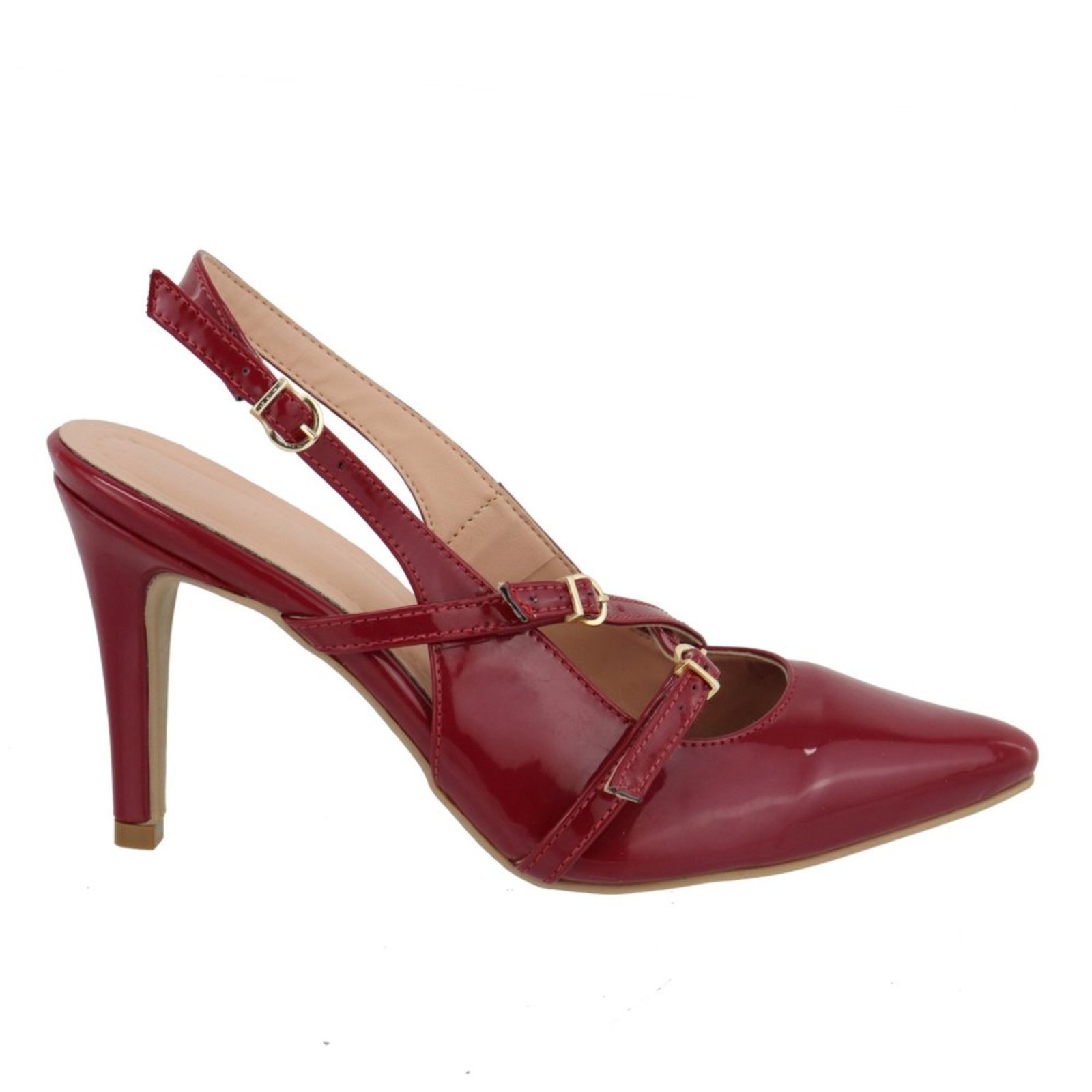 Vista 3 Scarpin Feminino Salto Alto Verniz Marsala 6020 Sete Sales bordô Sete Sales bordô