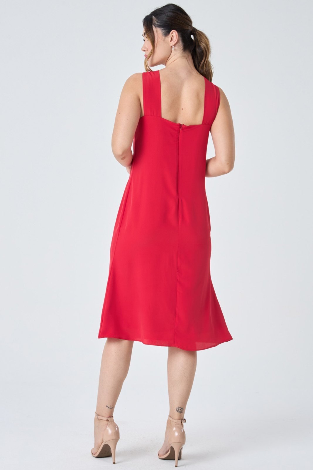 Vestido Midi PKS Frente Única Vermelho