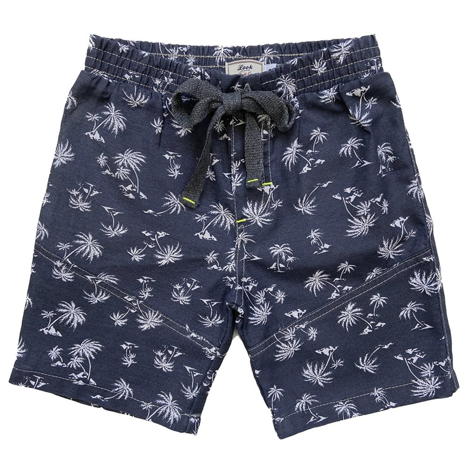 Infantil - Shorts Look Jeans Sarja Estampada Marinho