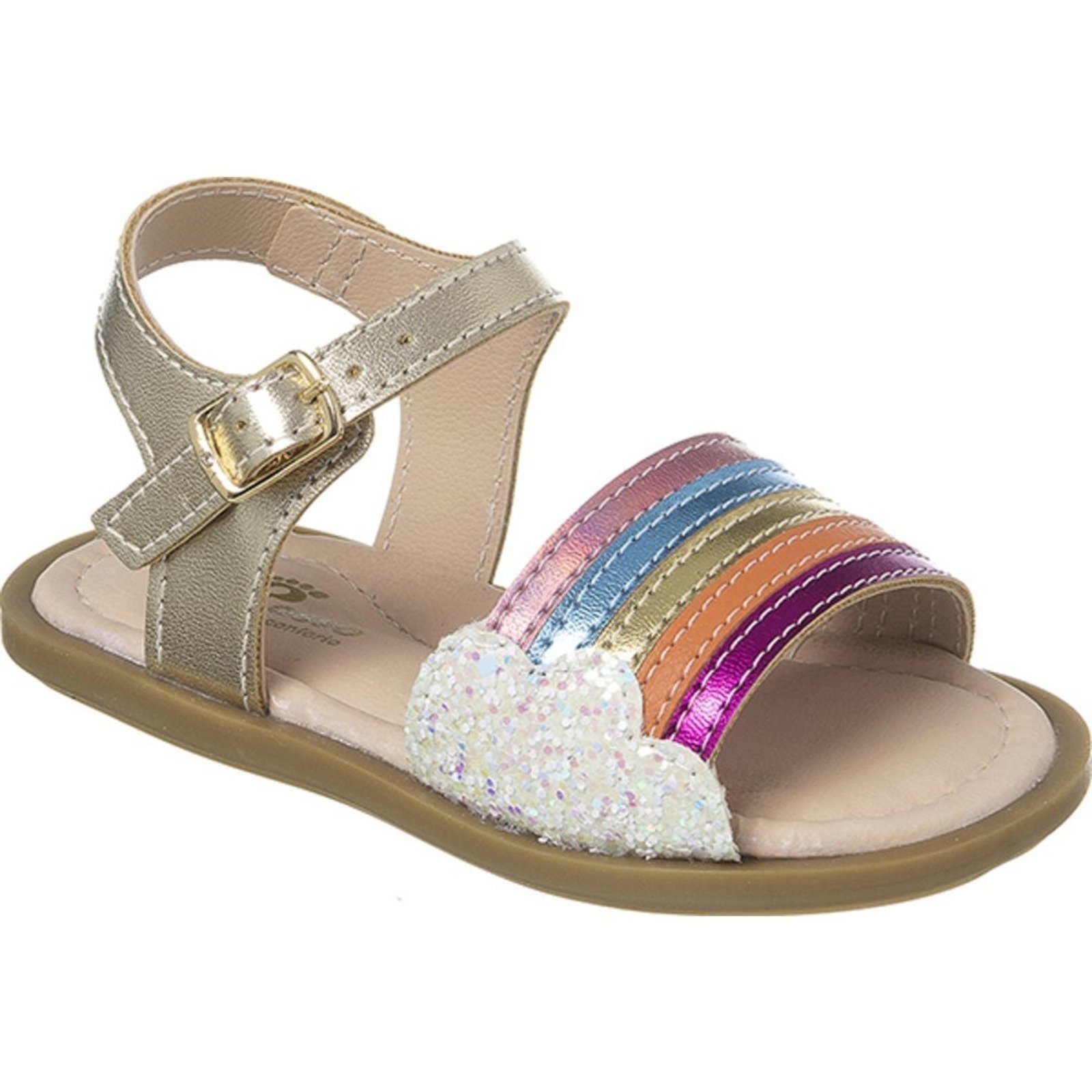 Infantil – Sandália Ortopasso Flowers Eco Menina Dourado Colorido