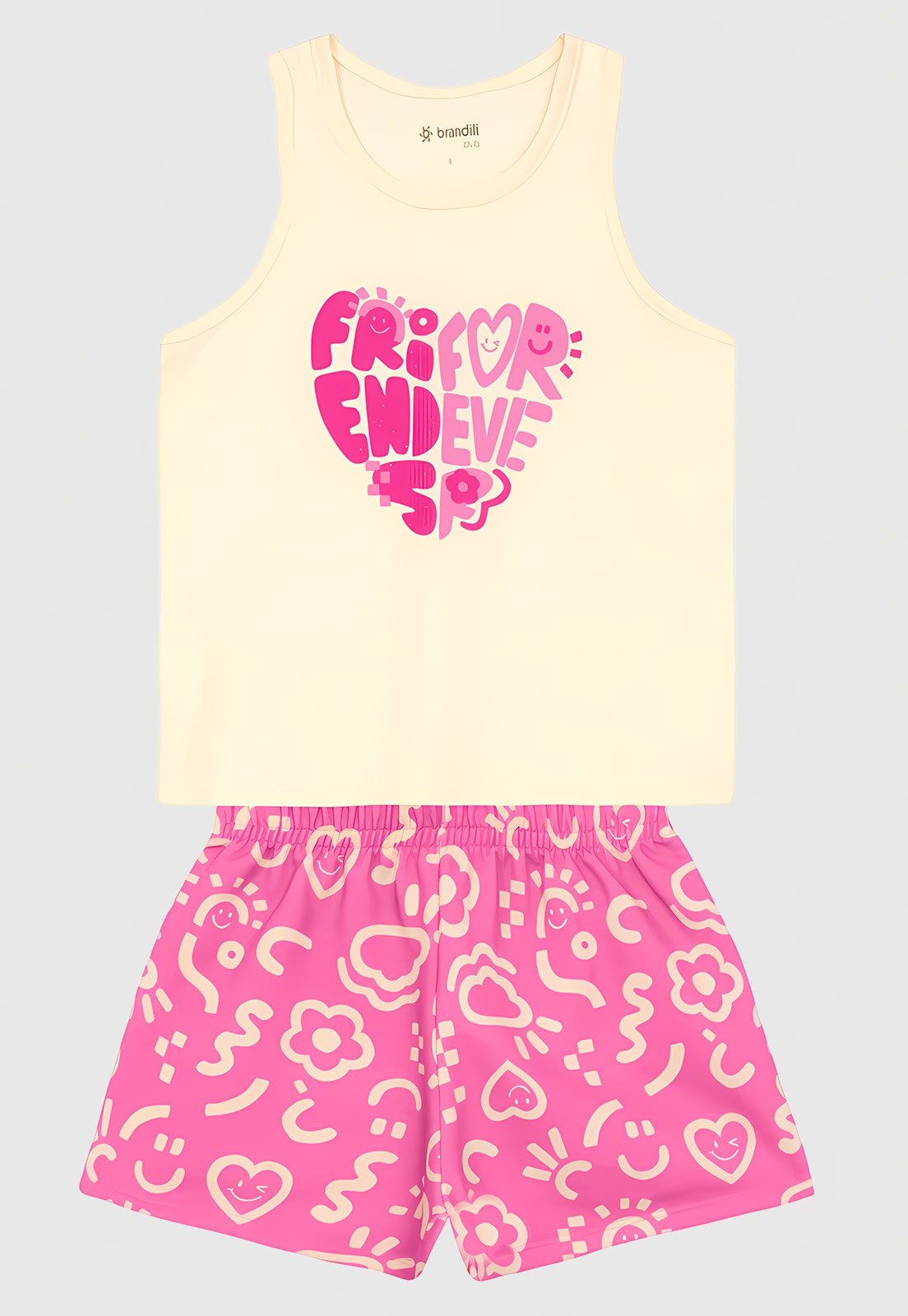 Infantil - Conjunto Brandili Regata e Short Rosa