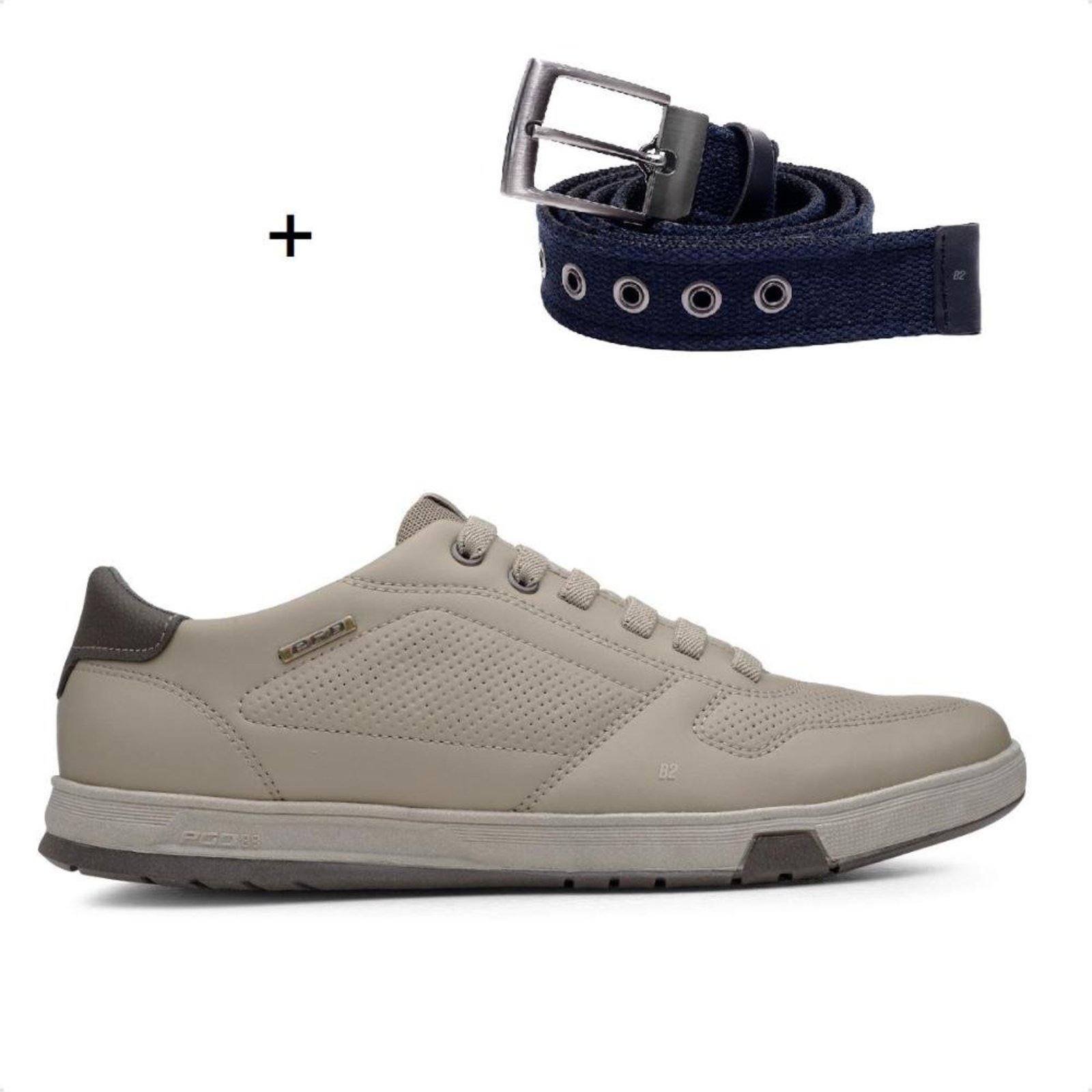 Sapatênis Pegada Casual Element Masculino + Cinto Dupla Face Fivela Bege