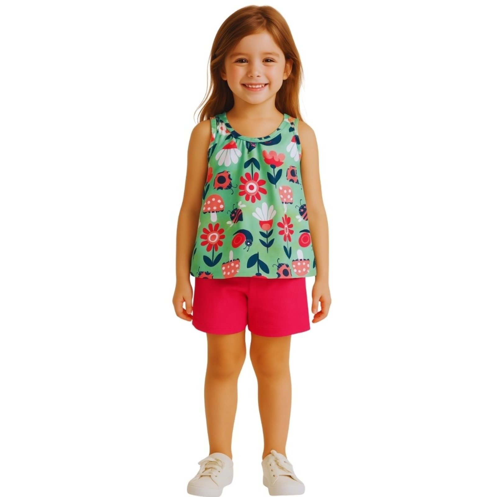 Vista 3 Infantil - Conjunto 2pçs Regata Kyly Flores Turmalina Kyly verde