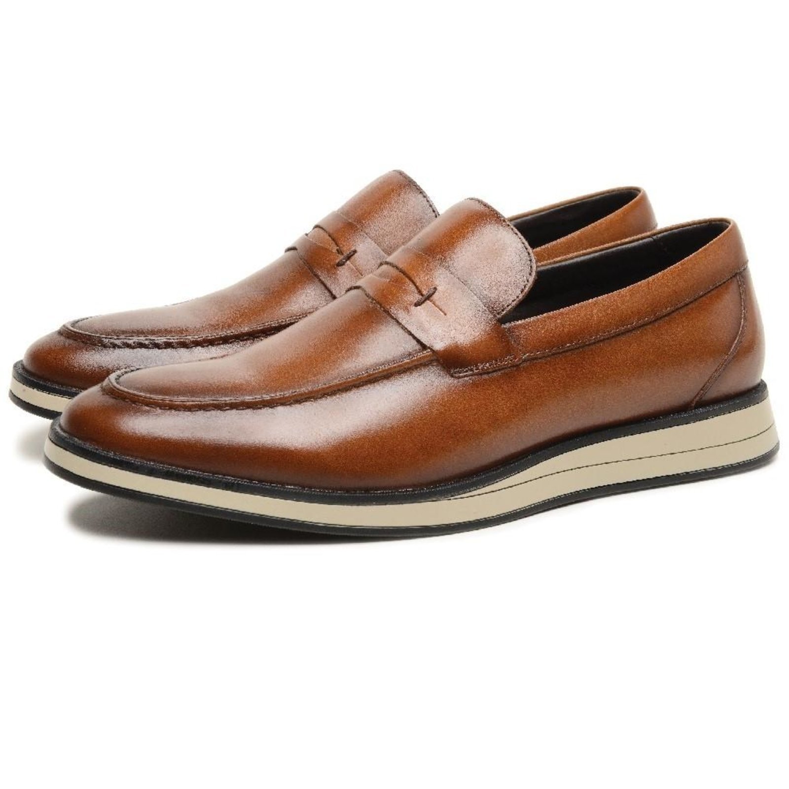 Sapato Mocassim Loafer Casual Couro Masculino Confortável Marrom