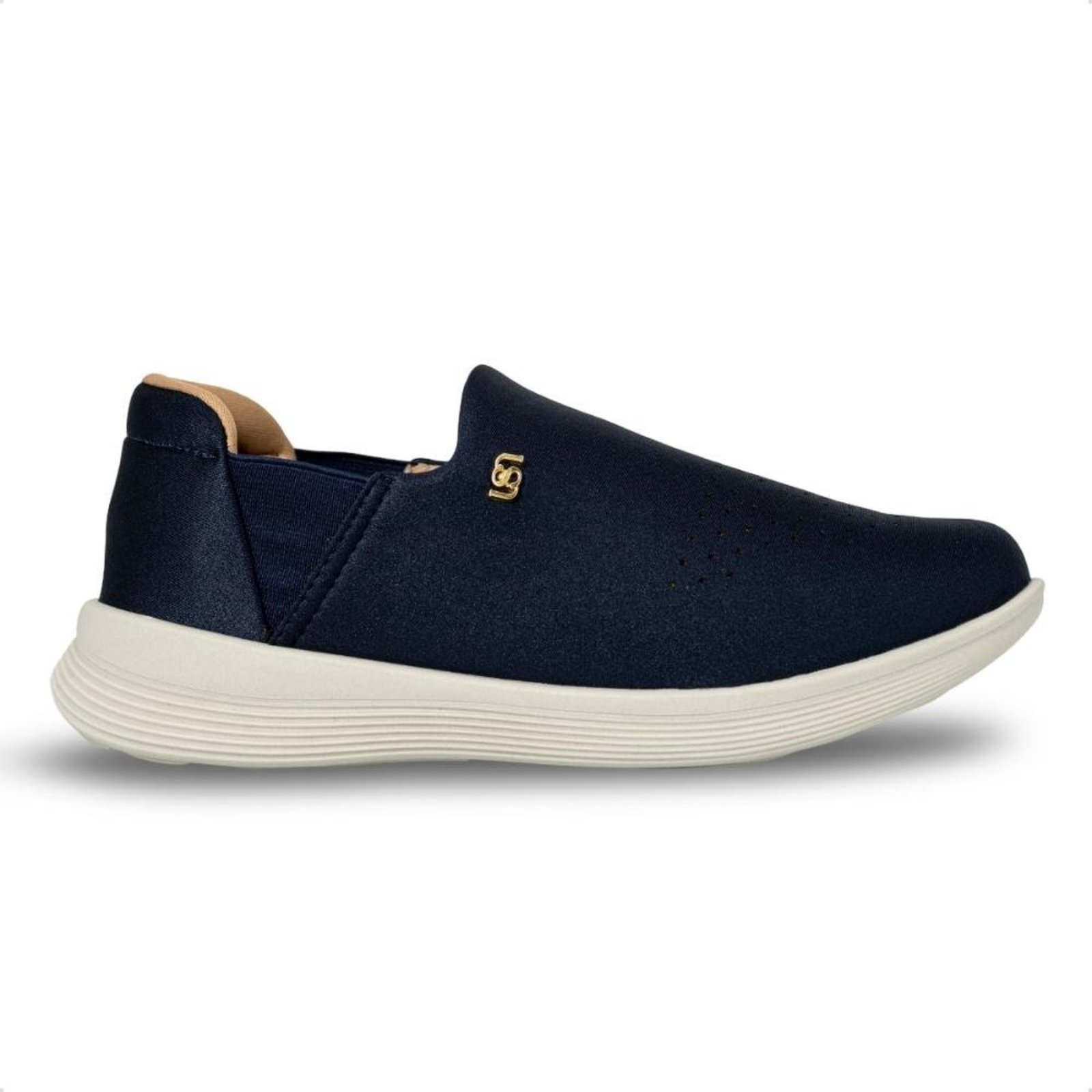 Tênis Usaflex Feminino Slip On Em Tecido Casual UD02010 Azul Marinho