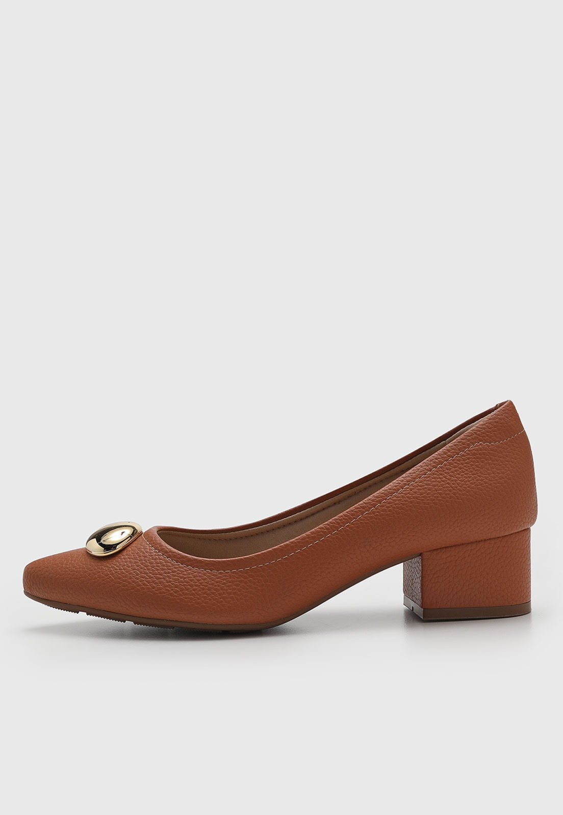 Scarpin Modare Detalhe Metálico Salto Bloco Terracota
