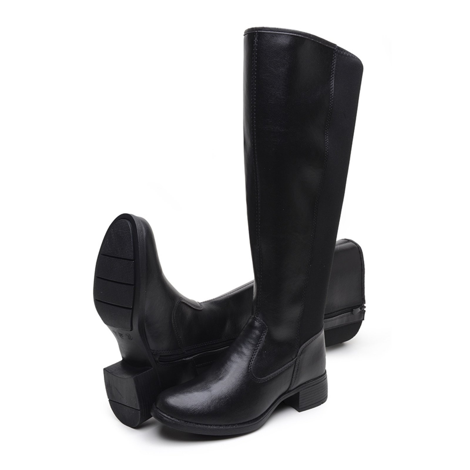 Bota Over Cano Longo Alto Feminina Elástico Panturrilha Preta