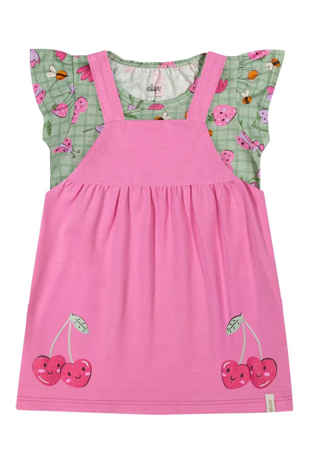Infantil - Conjunto Menina Vestido Cerejinhas Elian Verde