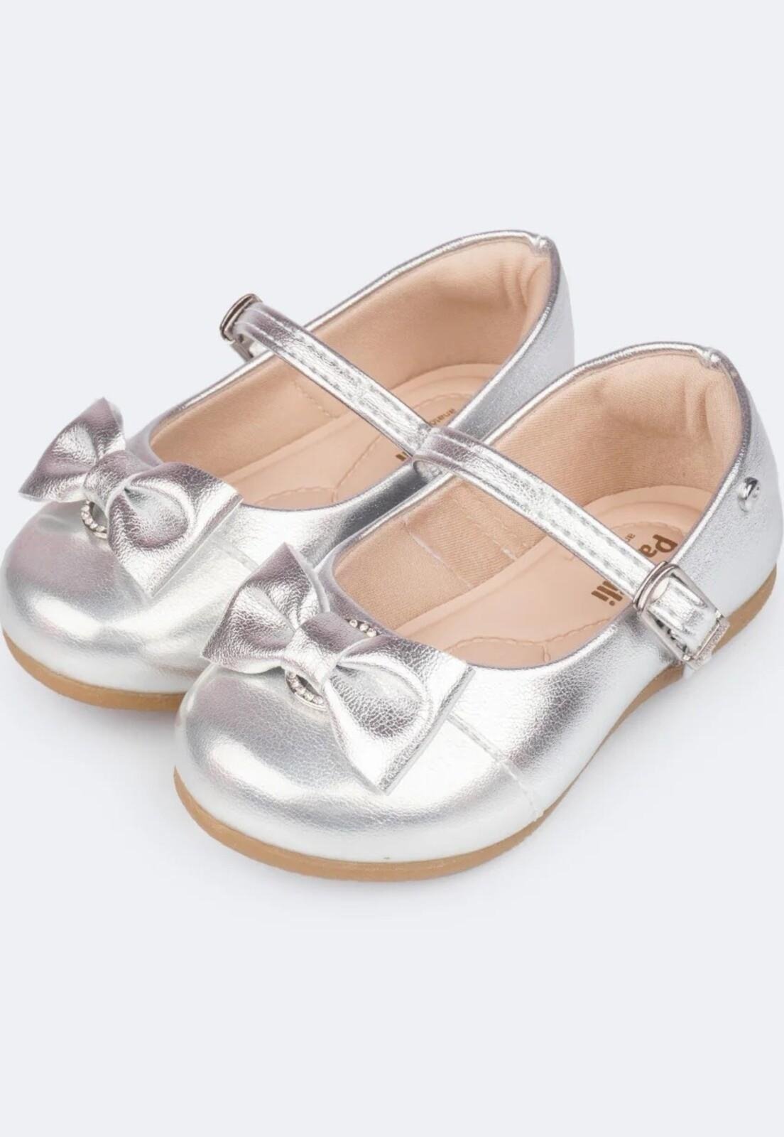 Vista 2 Infantil - Sapato Pampili Angel com Laço 18 PKT prata PKT prata