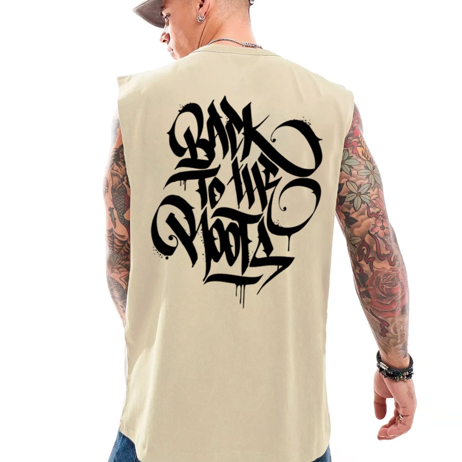 Camiseta Regata Machão Ousy Back To The Roots Oversized Masculina Off White