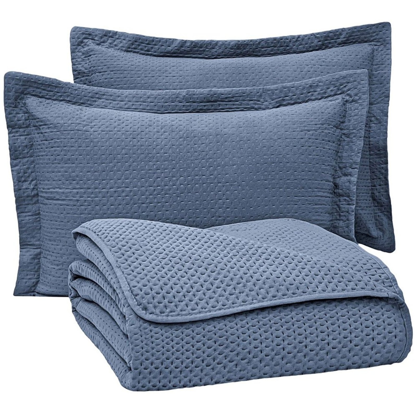 Cobre Leito Colcha Inspiração Queen 3 Peças Bege - Azul