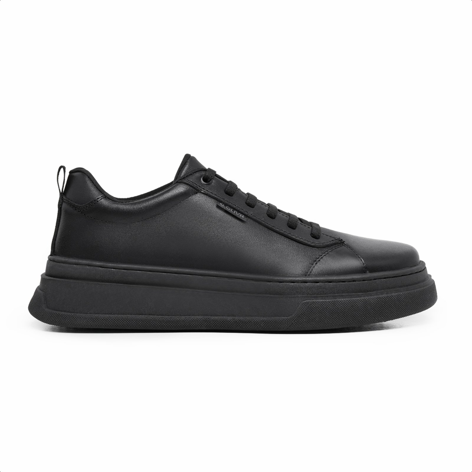 Sapatênis Casual Lavini Tenis de Couro Sola Alta AJuste Elástico Black