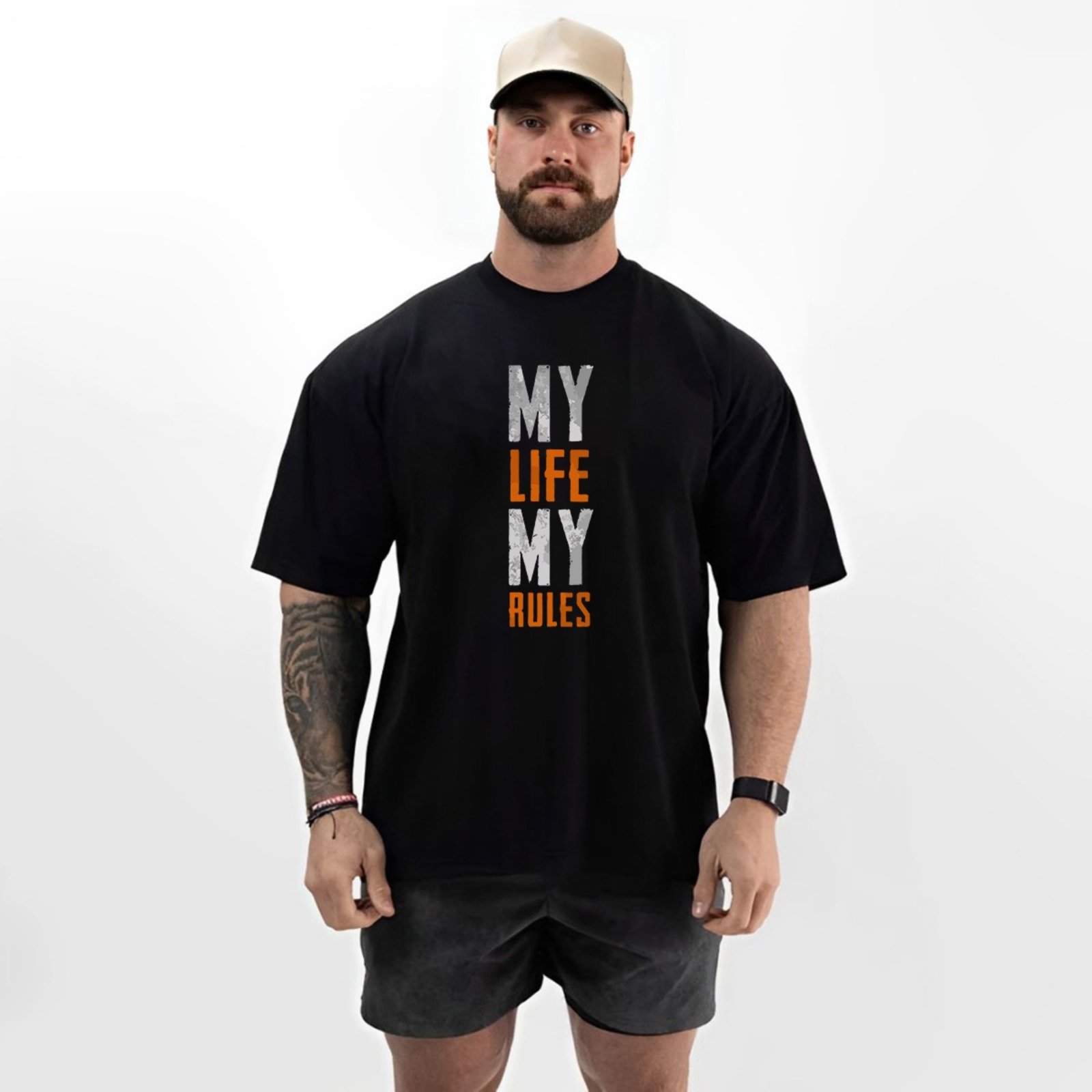 Camiseta Oversized Over Masculina Algodão Academia Preto