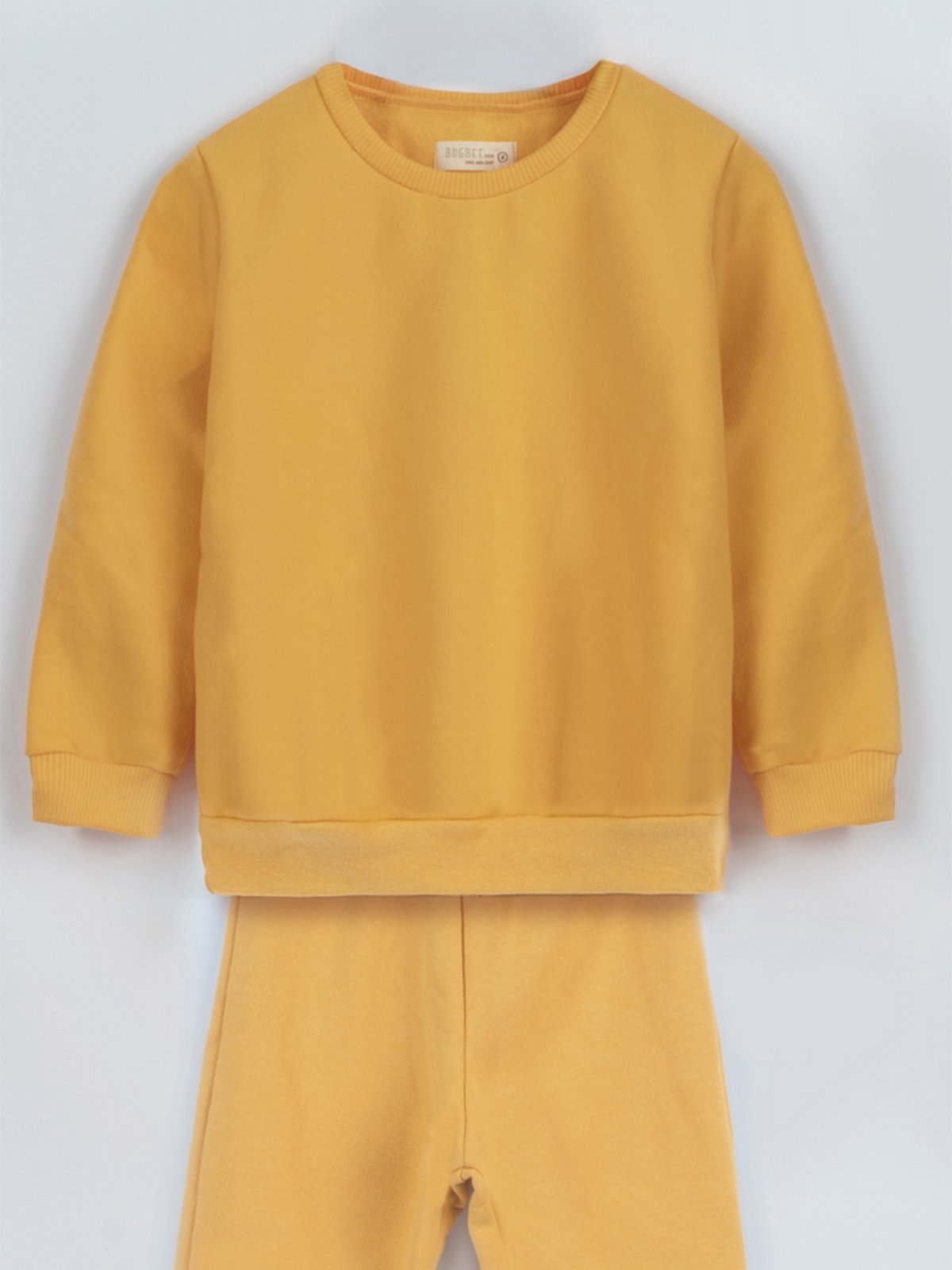 Vista 3 Infantil - Conjunto Bugbee Menina Liso Blusa Manga Comprida Gola Redonda Calça Moletom Felpado Gengibre amarelo Bugbee amarelo