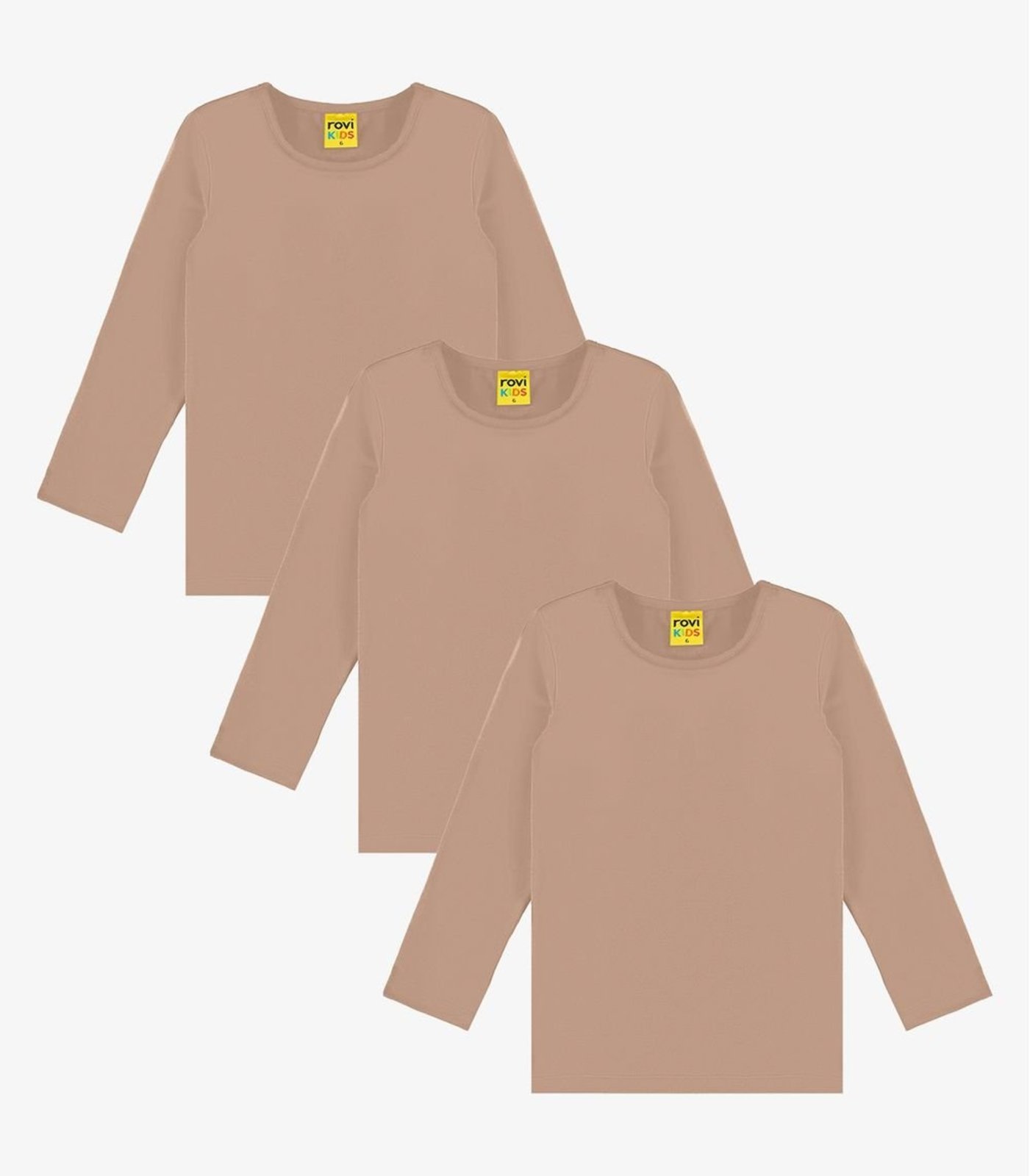 Infantil - Kit 3 Camisetas Menina Manga Longa Térmicas Rovi Marrom
