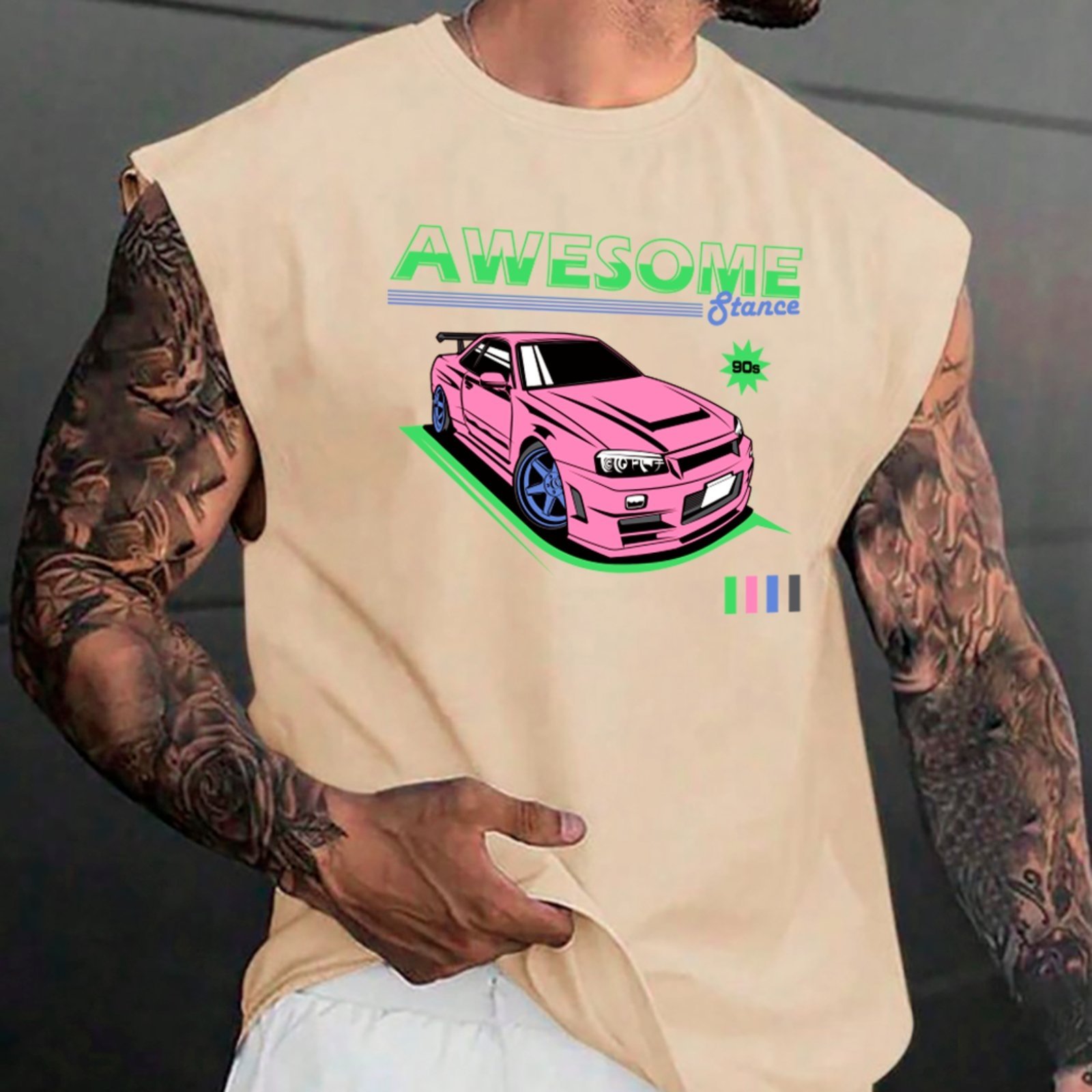 Vista 2 Camiseta Regata Machão Ousy Street Car 90s Stance Visual Urbano Masculina Off White off-white white ousy off-white white