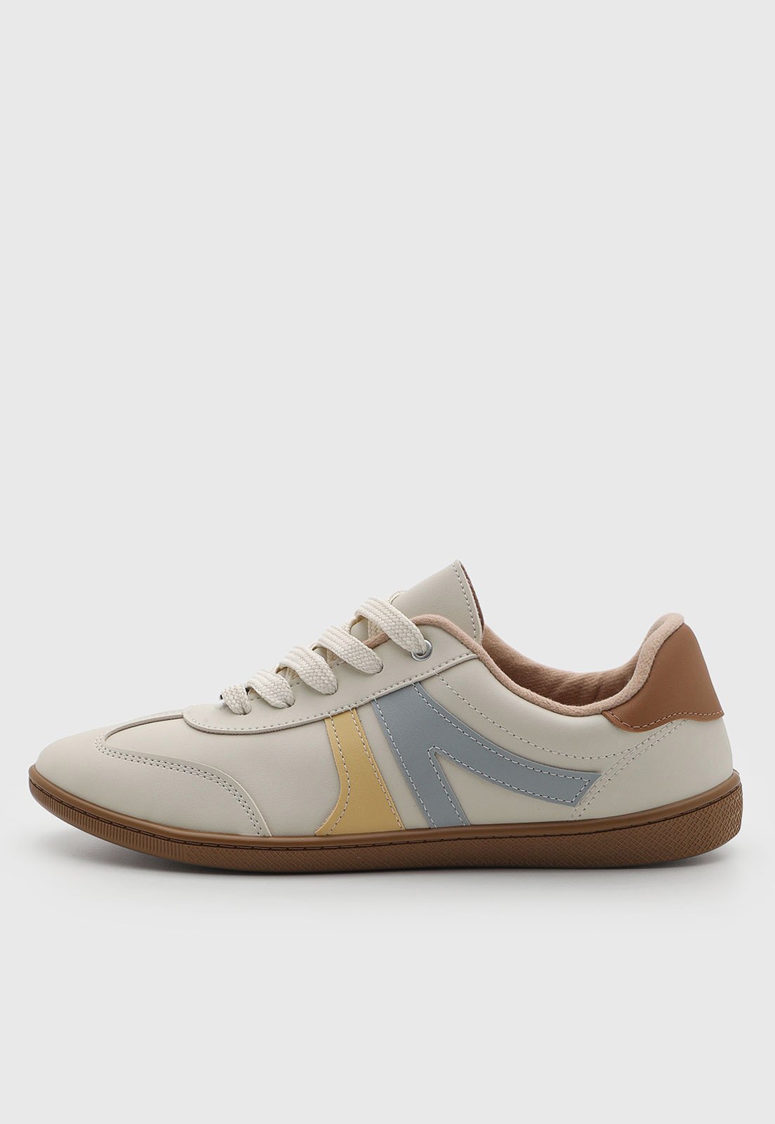 Tênis Feminino Moleca Detalhes Coloridos Bege