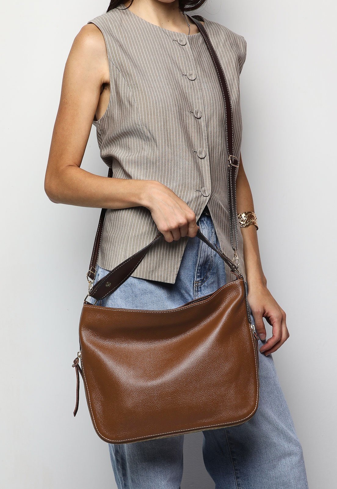 Bolsa SN Couros Flórida Caramelo/Marrom