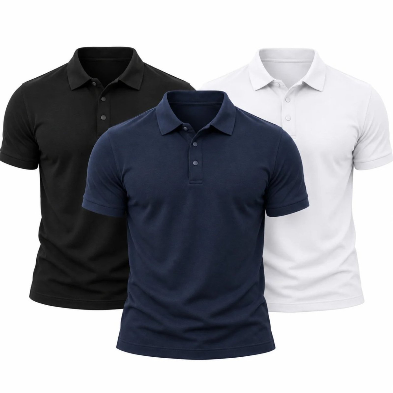 Kit 3 Camisas Polo Poliamida Masculina Básica Premium Colorido