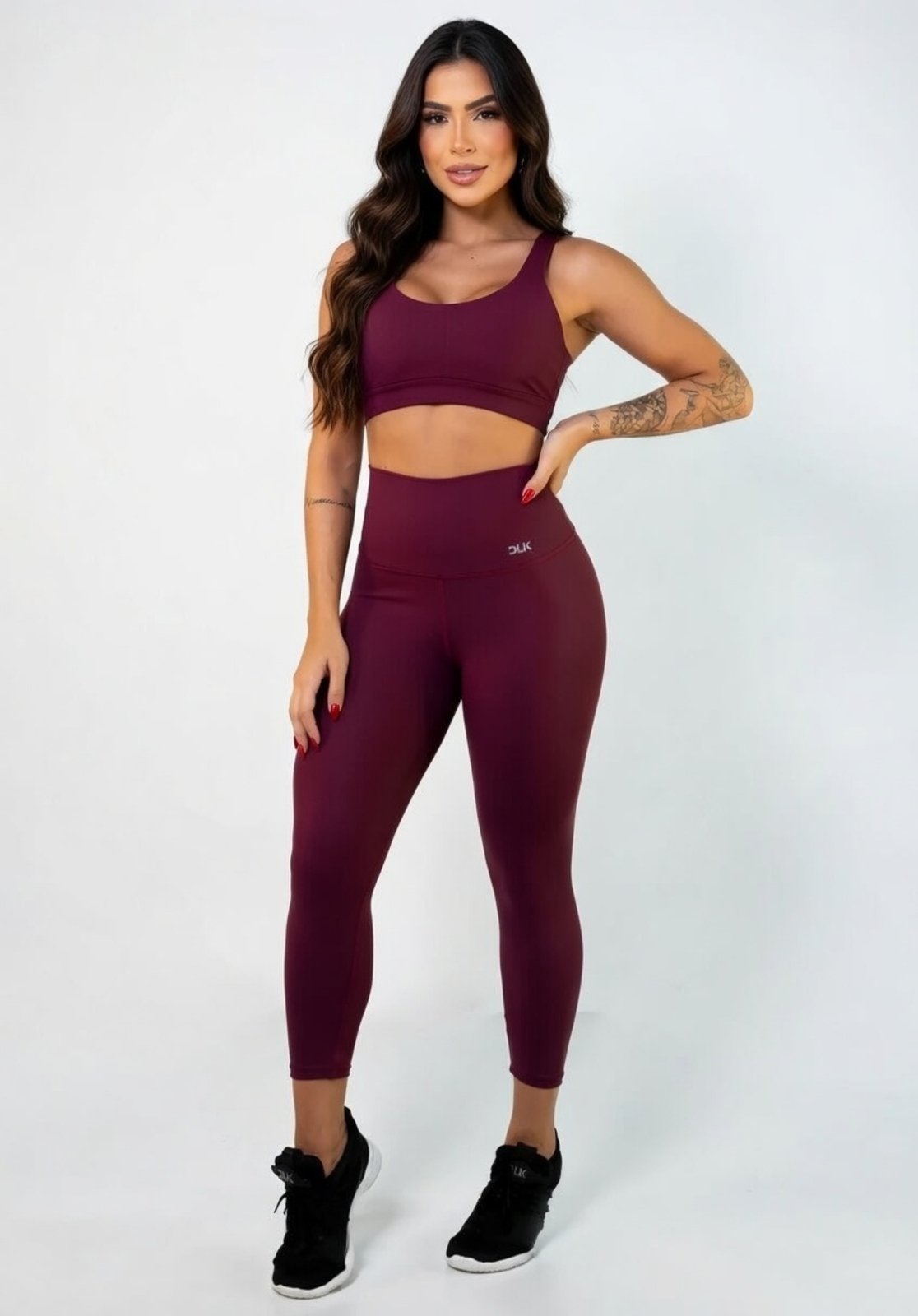 Vista 3 Calça Legging D Bell Outlet Fashion Academia Fitness Bordo bordô