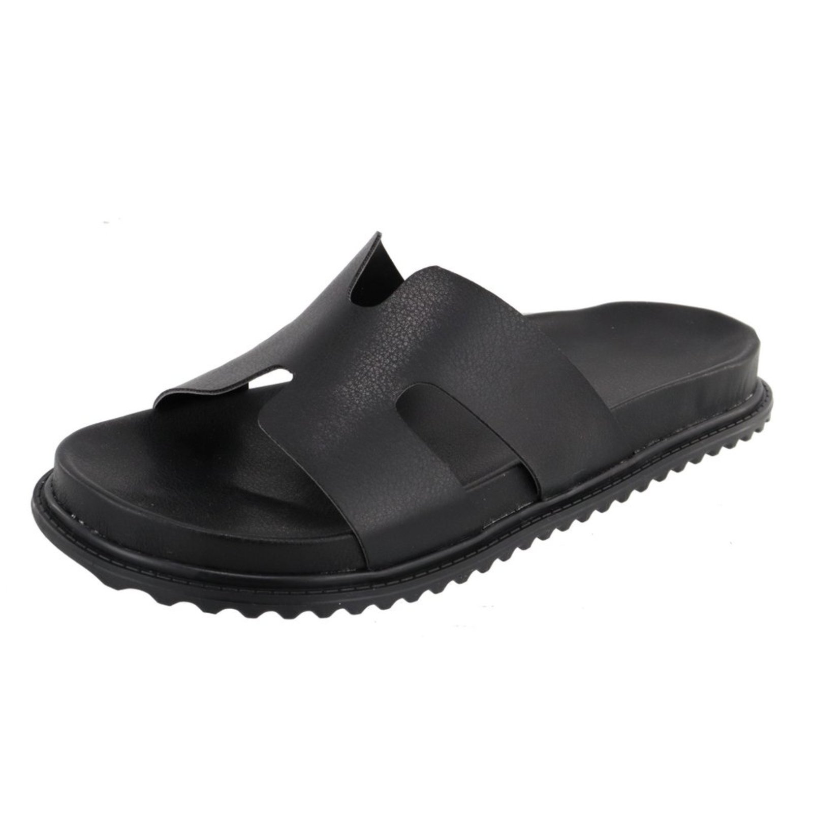 Papete H Rasteira Sandalia Confort Slide Verão Agnes Veronez Preto