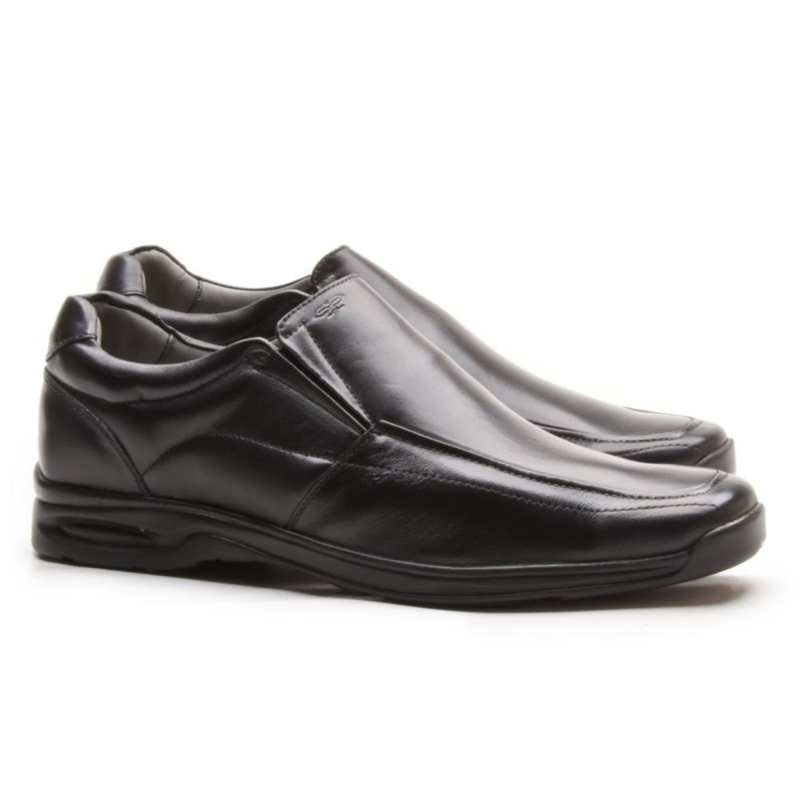 Sapato Social Anti-Stress Masculino Preto Em Couro Legítimo Preto