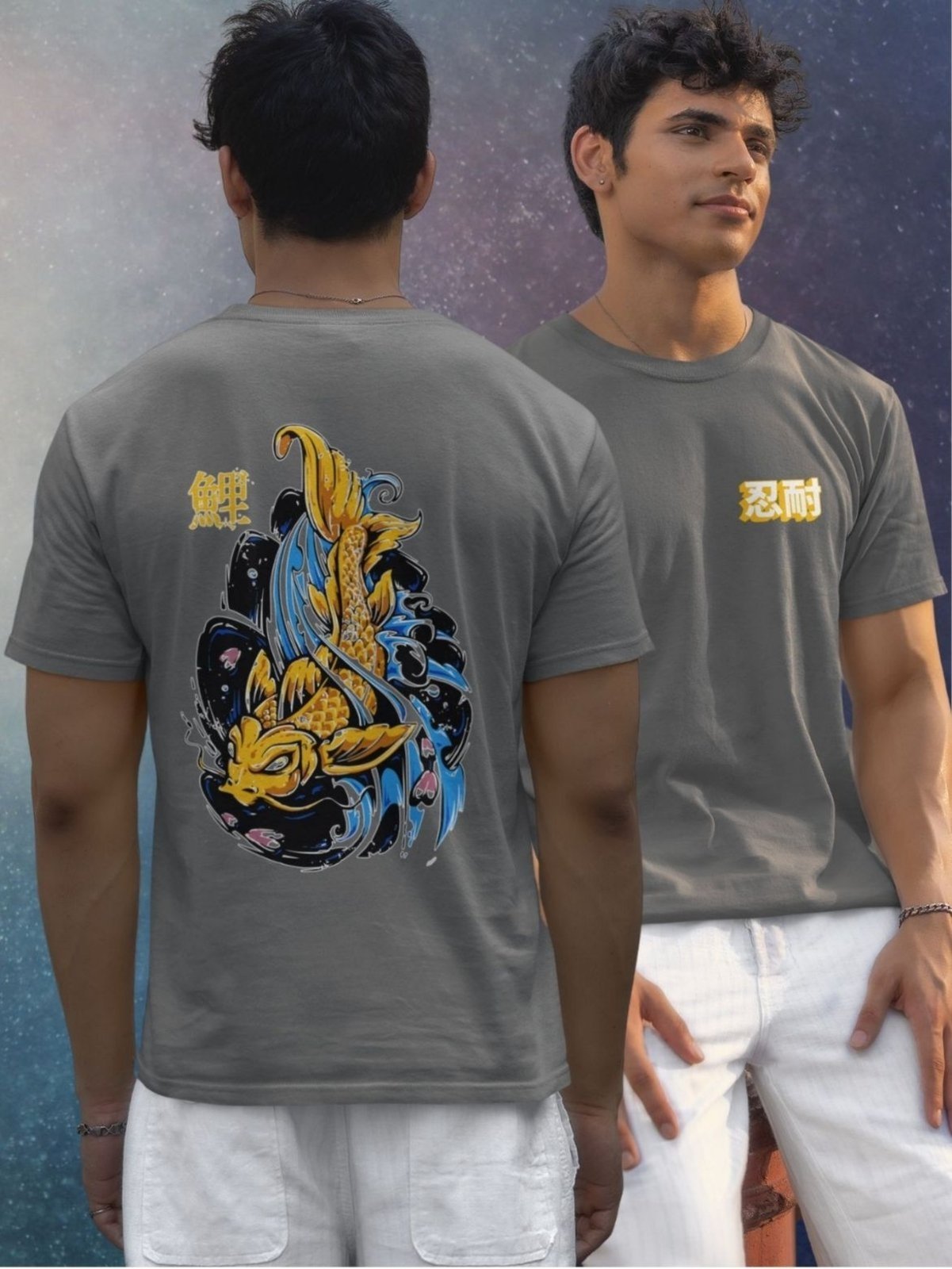 Camiseta Básica Masculina GuGi Carpa Japonesa Chumbo