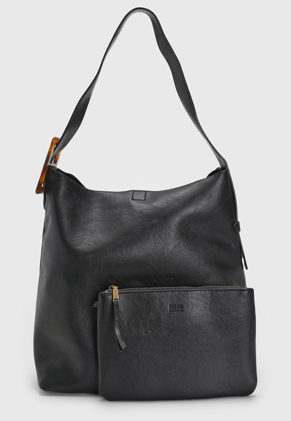 Kit Bolsa e Necessaire Feminino Santa Lolla Detalhe Resina Preta