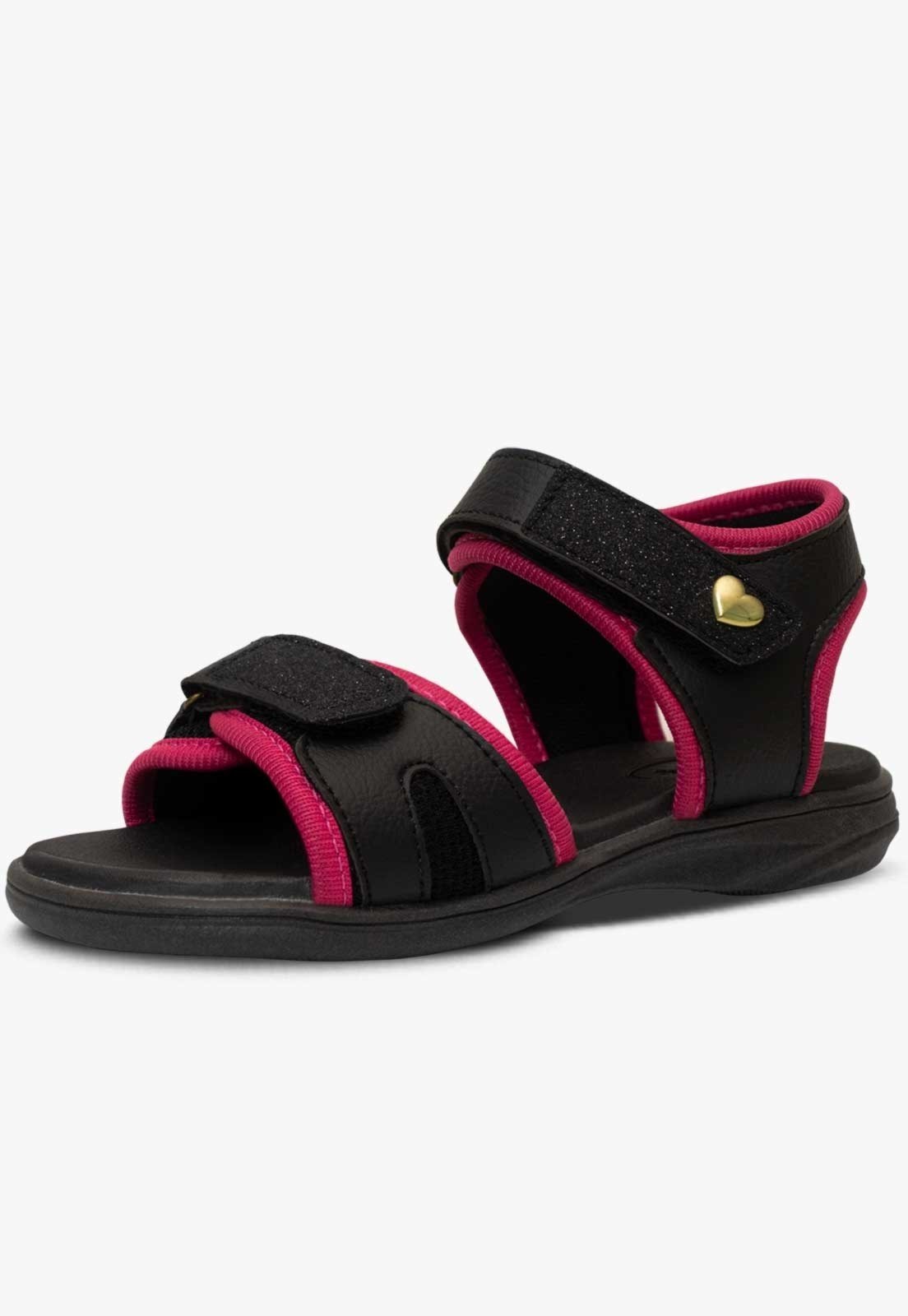 Vista 2 Infantil - Sandália Papete Casual Pópidi Menina Preto pink/preto pink Pópidí pink/preto pink