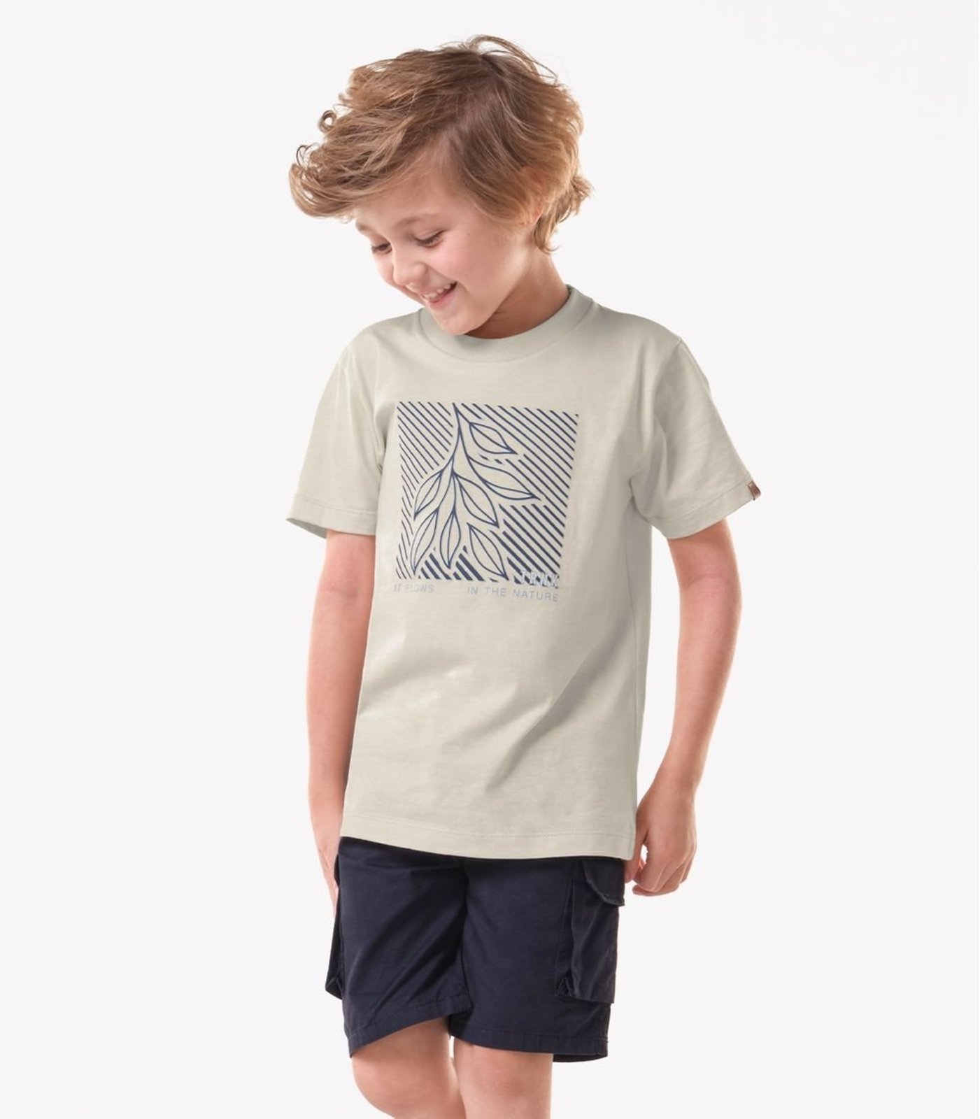 Infantil - Conjunto Camiseta Com Bermuda Trick Nick Bege