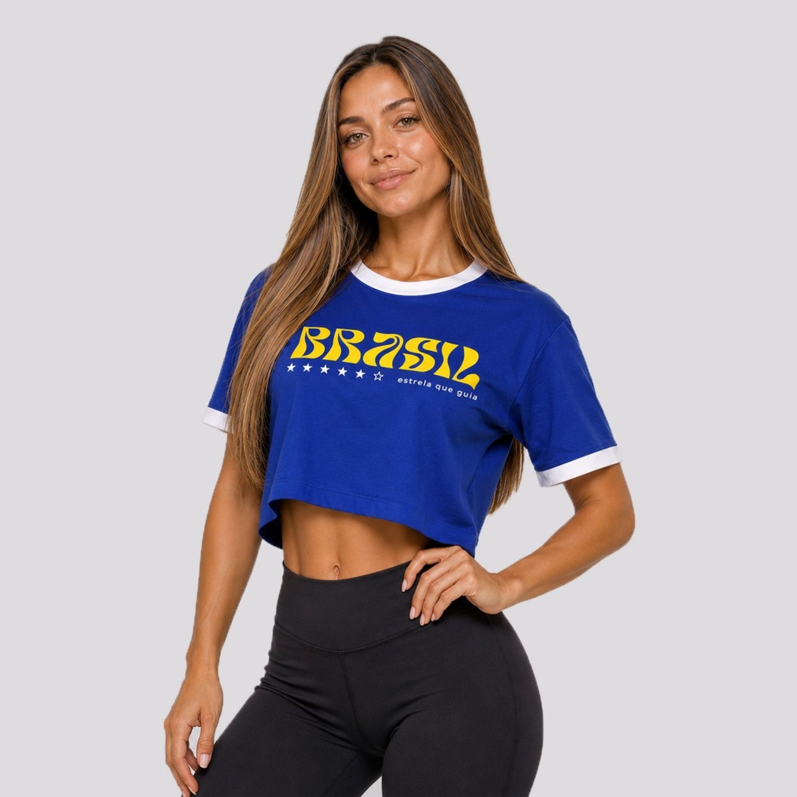 Cropped Brasil Água Feminino Azul