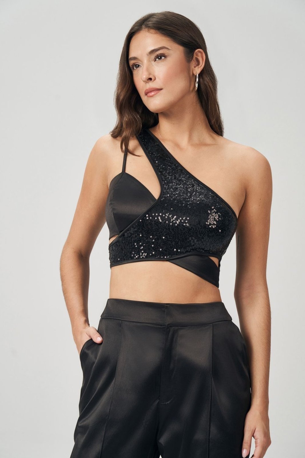 Top Ombro Só Paetê Feminino Acostamento