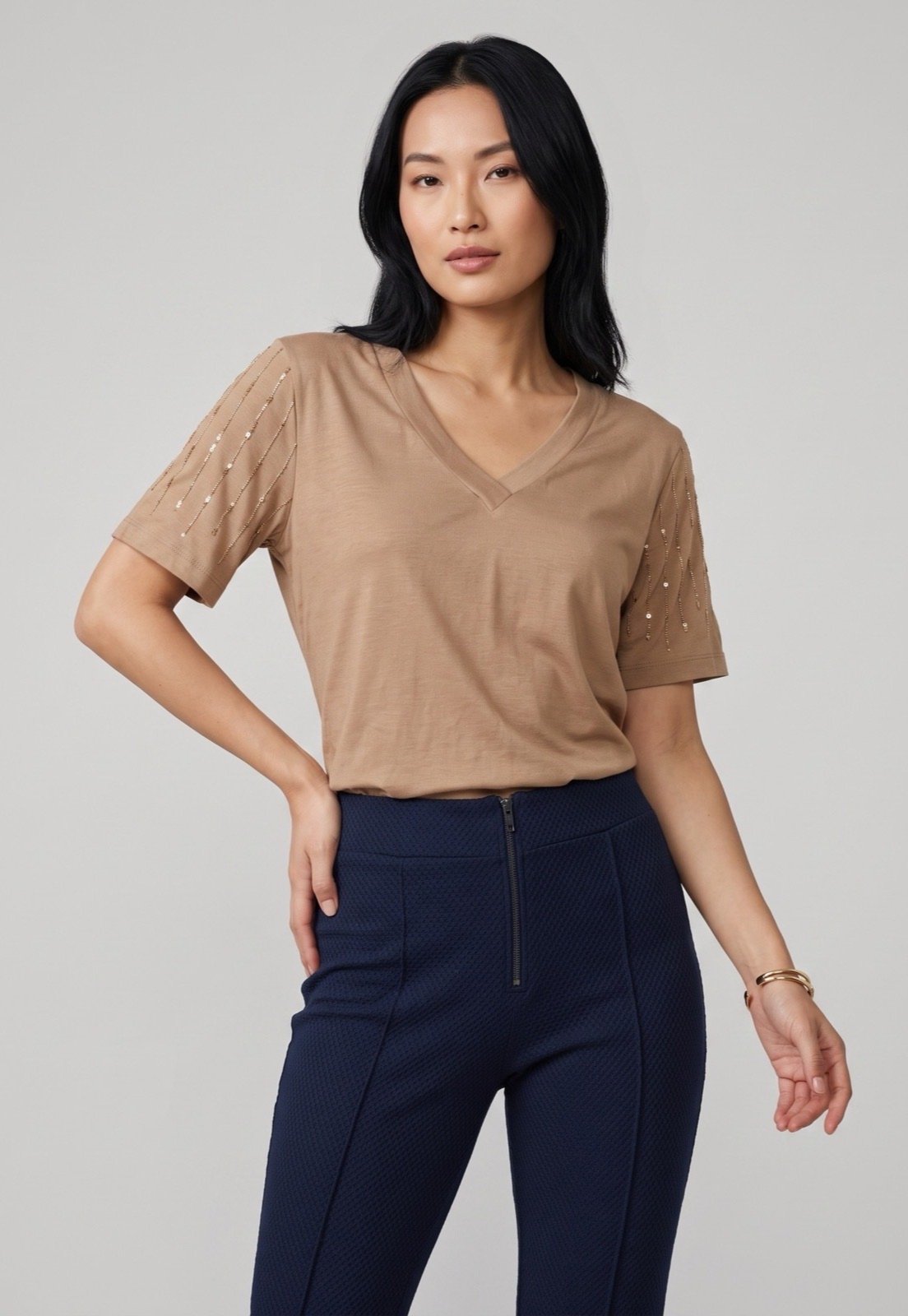 Blusa Feminina Lez a Lez Ecoblend Decote V Bege