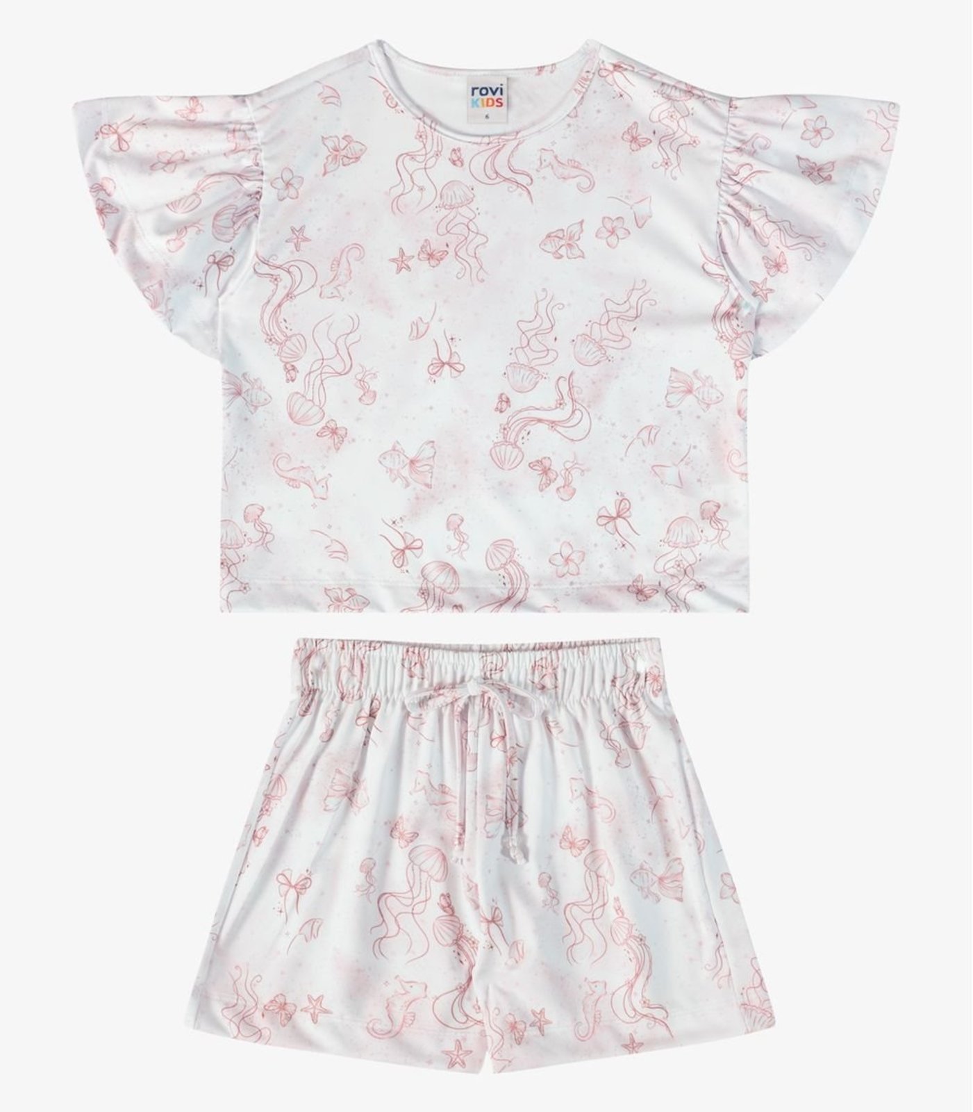 Infantil - Conjunto Verão Menina Com Strass Rovi Rosa