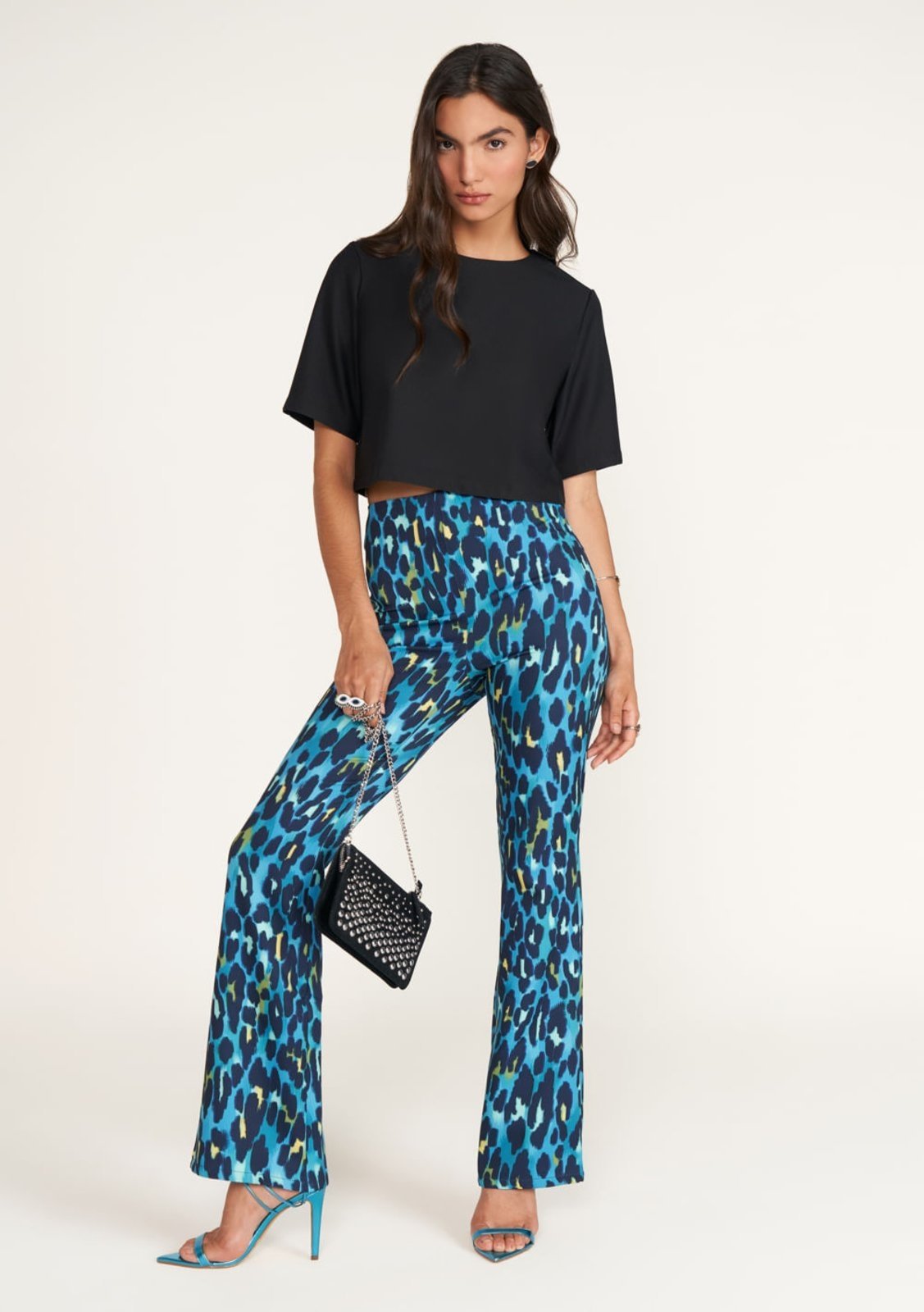 Calca Zinco Boot Cut Cós Alto Básica Azul
