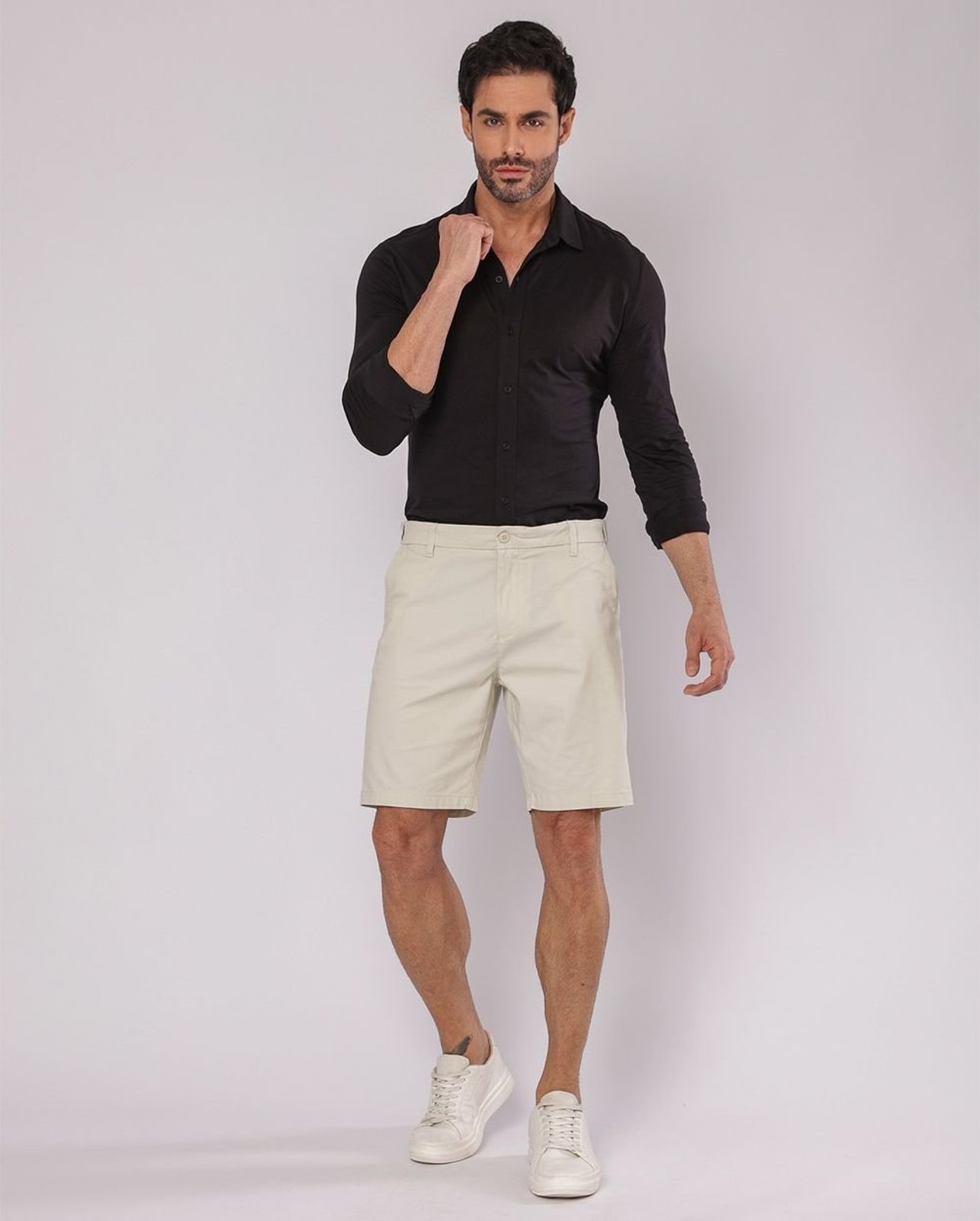 Bermuda Masculina Chino Elástico No Cós 11100 Bege Consciência