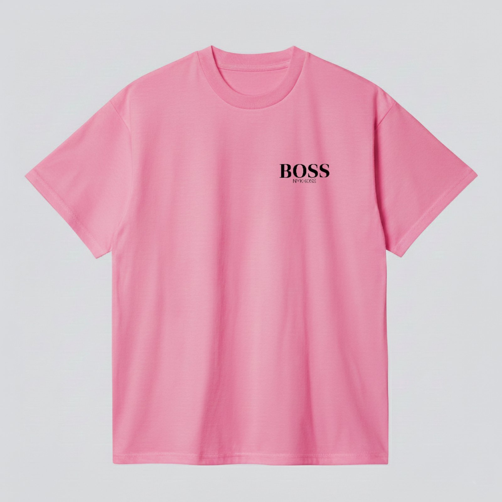 Camiseta Básica Boss Fashion Estilo Minimalista Premium Rosa