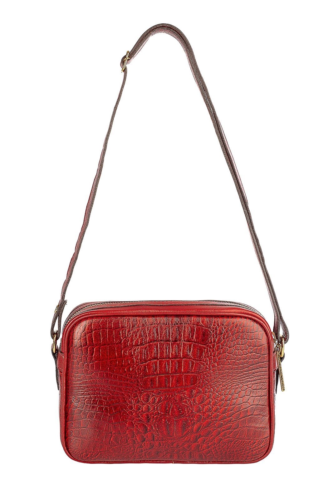 Bolsa quadrada pequena de couro croco Diana - Vermelho
