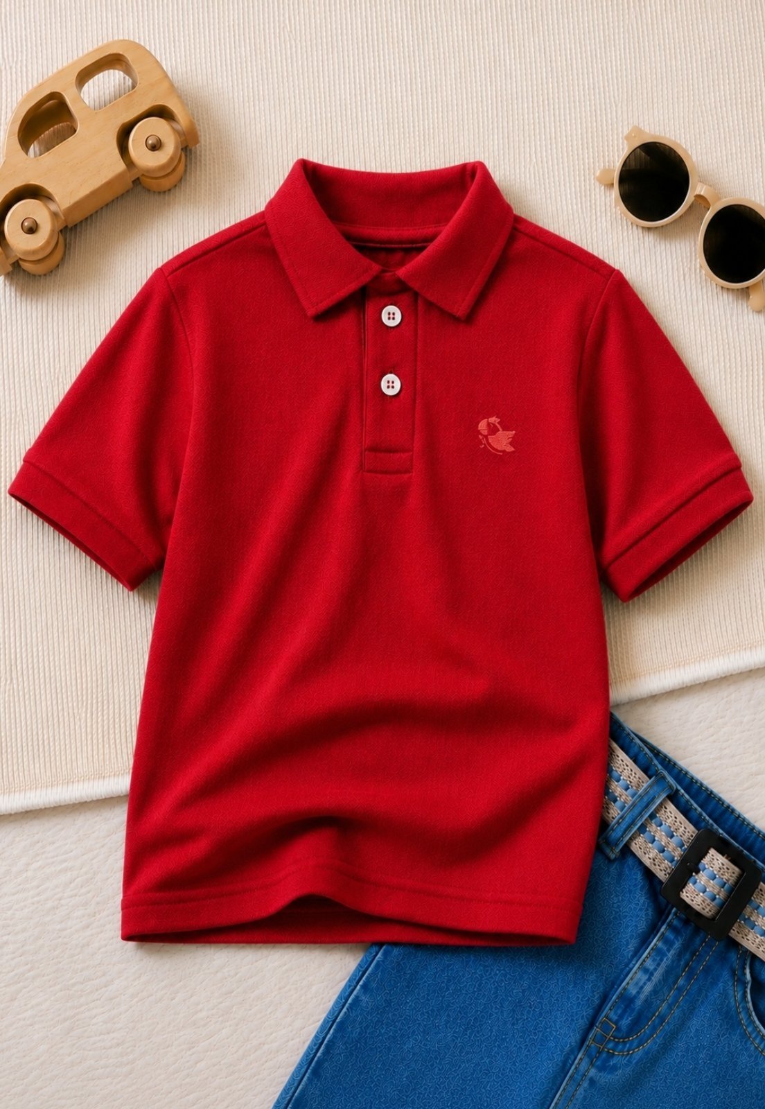 Infantil - Polo Menino Camisa Manga Curta Algodão Piquet Daze Modas Vermelho