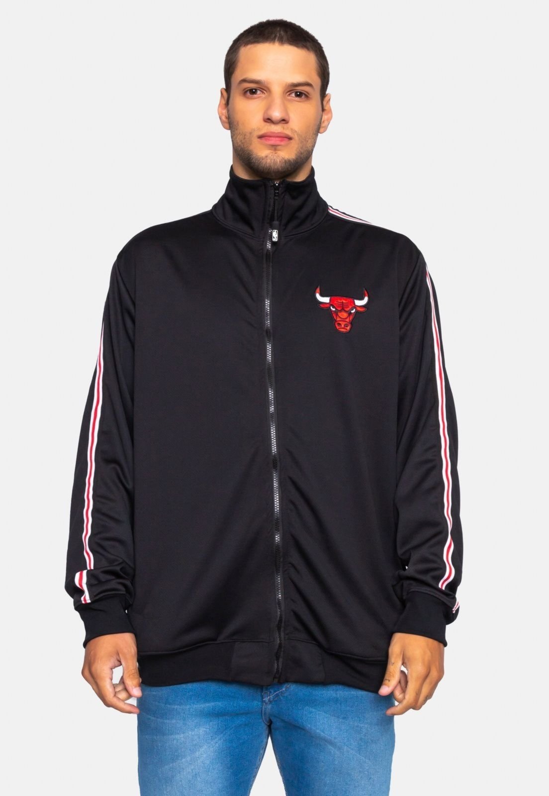 Moletom NBA Canguru Aberto Chicago Bulls Preta