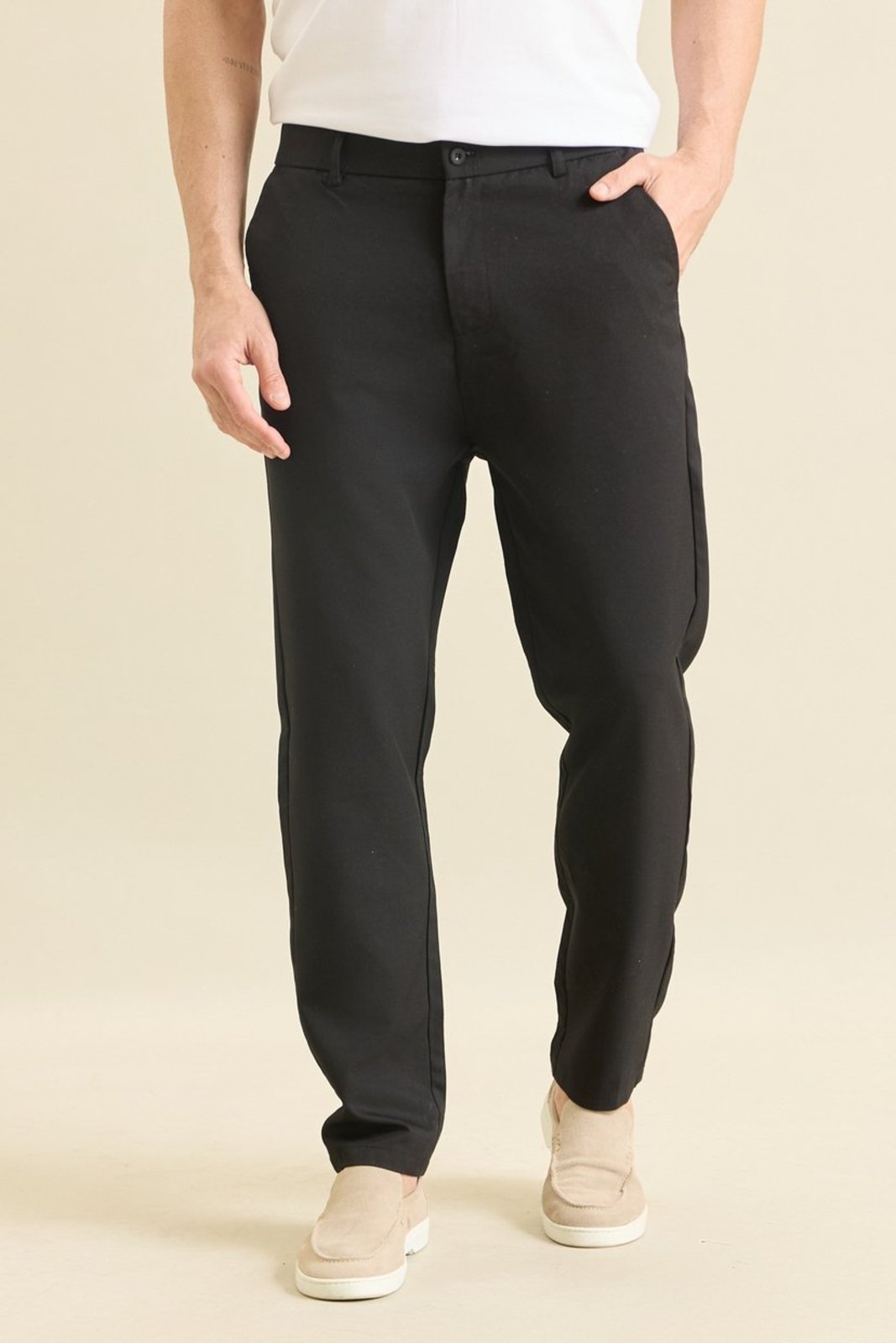 Calça Reta Alfaiataria Masculino Casual Dialogo Preto