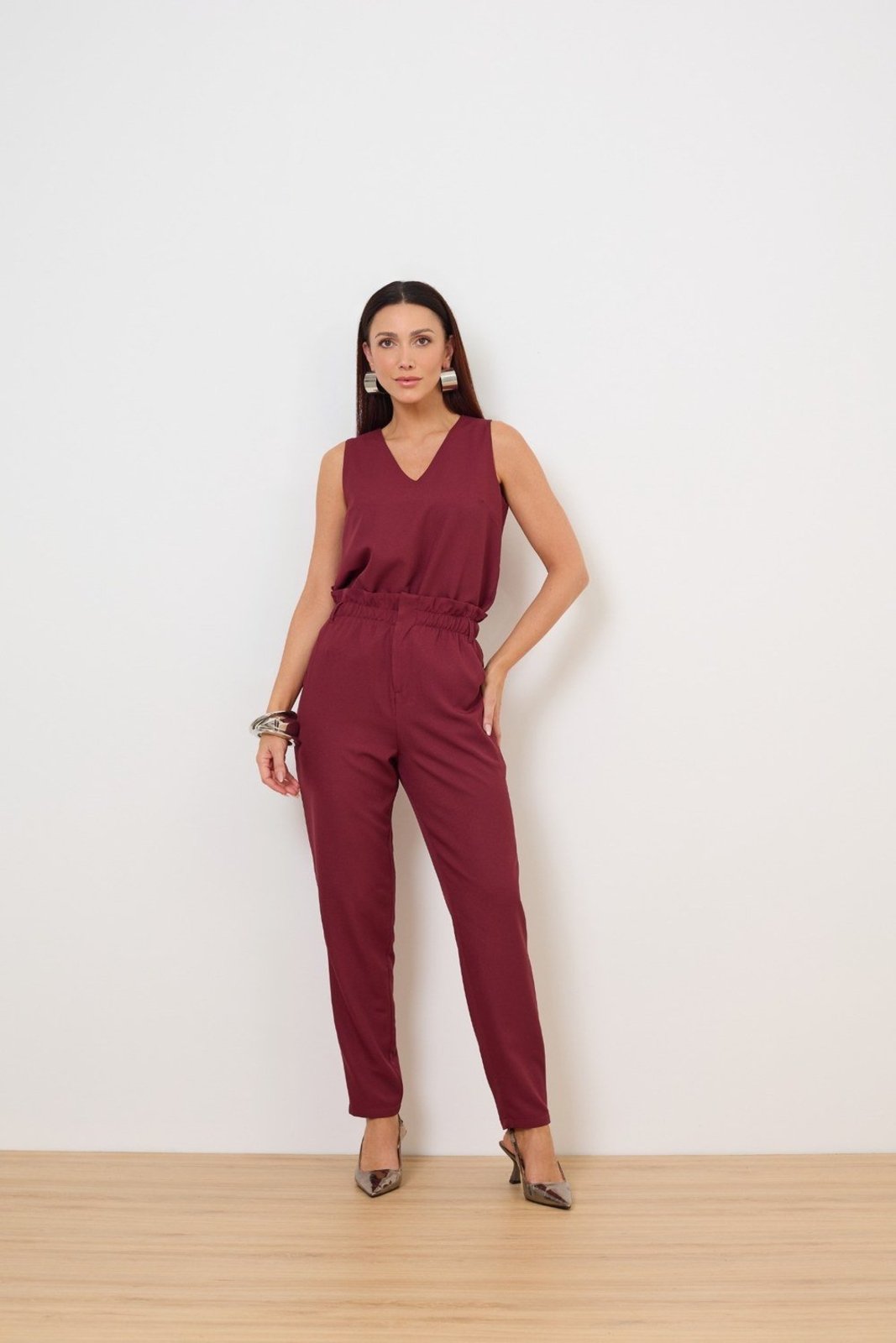 Calça Vanibele Baggy Vinho