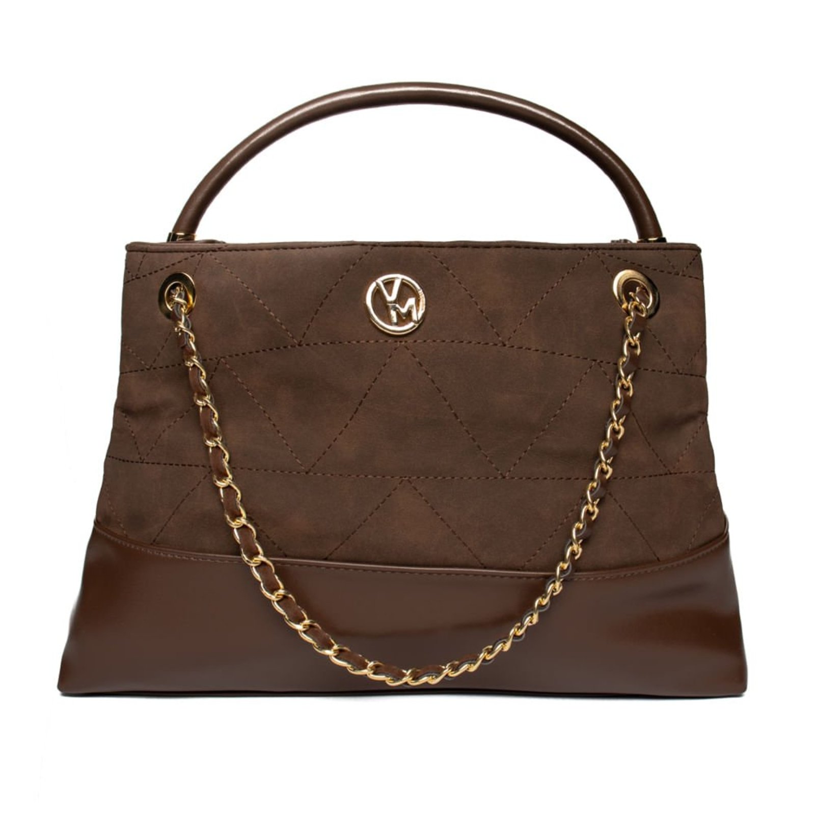 Bolsa Feminina Via Marte Tote Grande Corrente Marrom