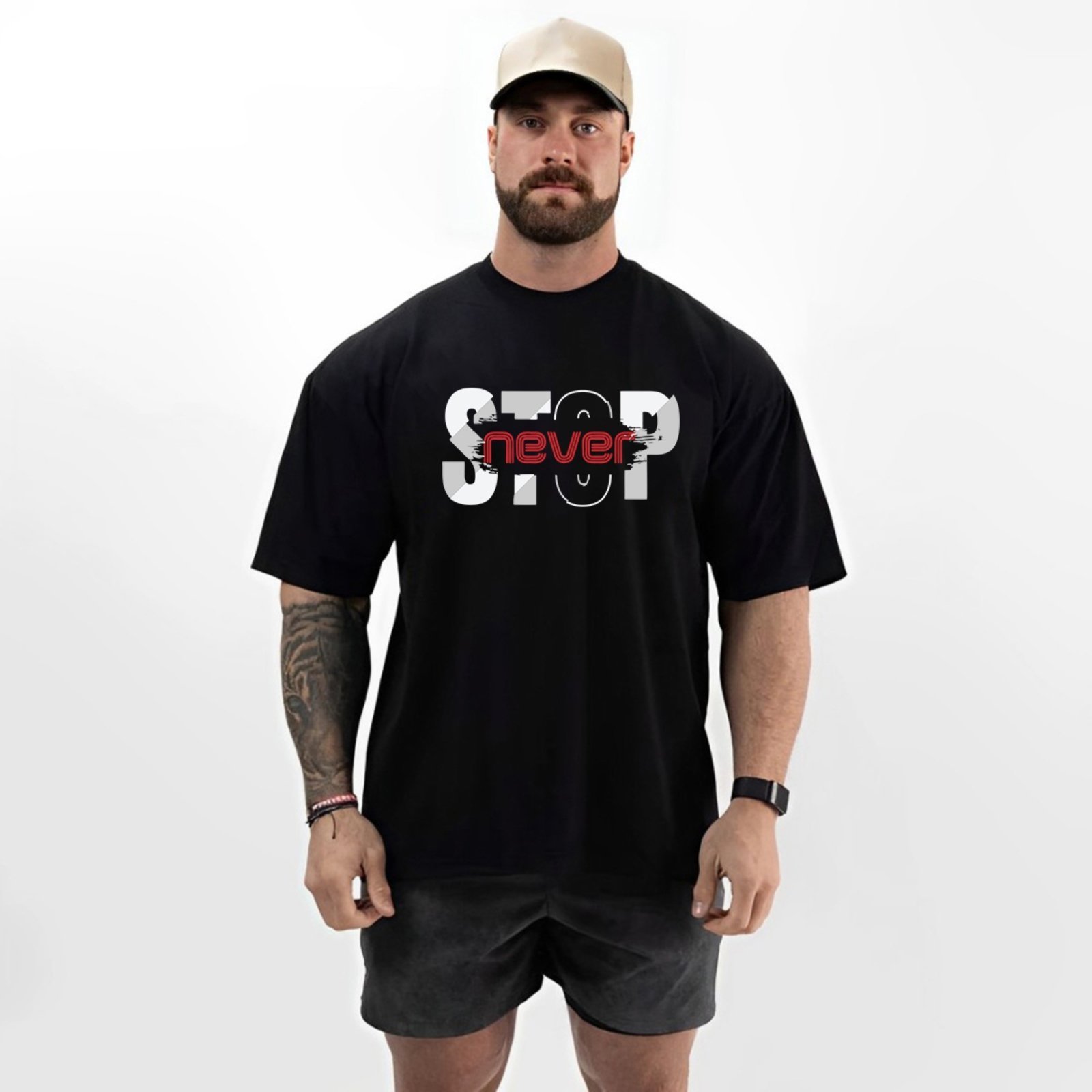 Camiseta Oversized Over Masculina Algodão Academia Preto