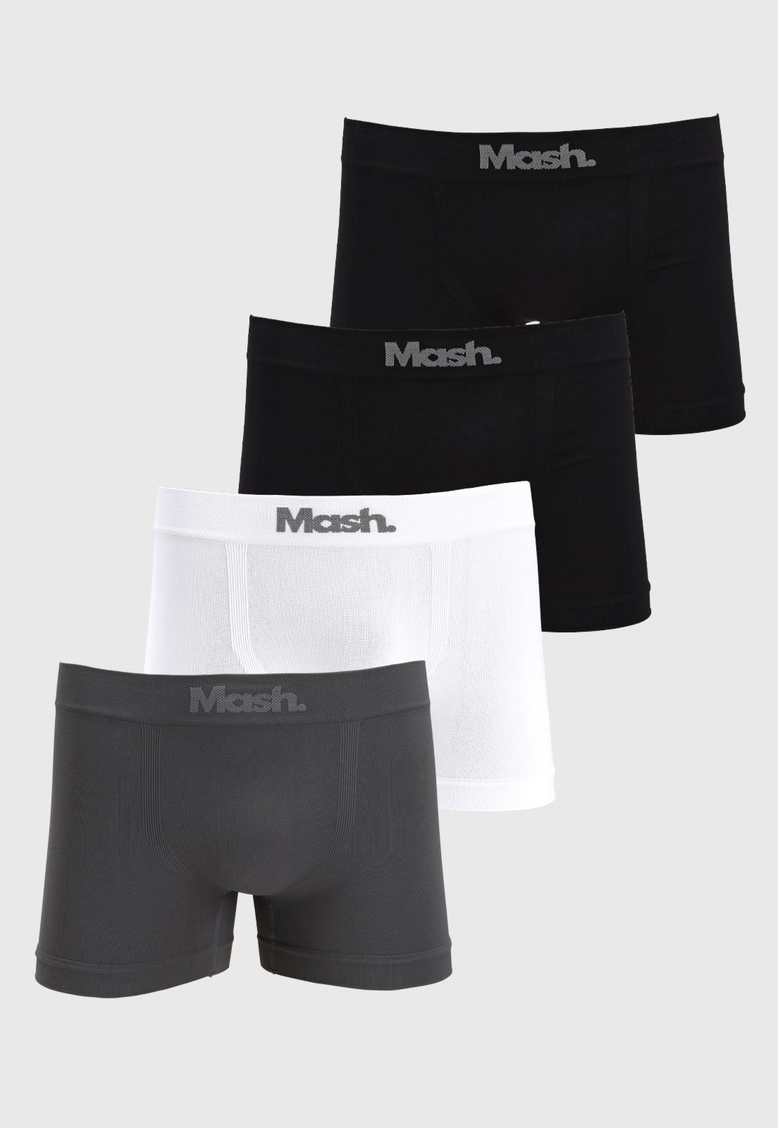 Vista 2 Kit 4pçs Cueca MASH Boxer Sem Costura Grafite cinza MASH cinza
