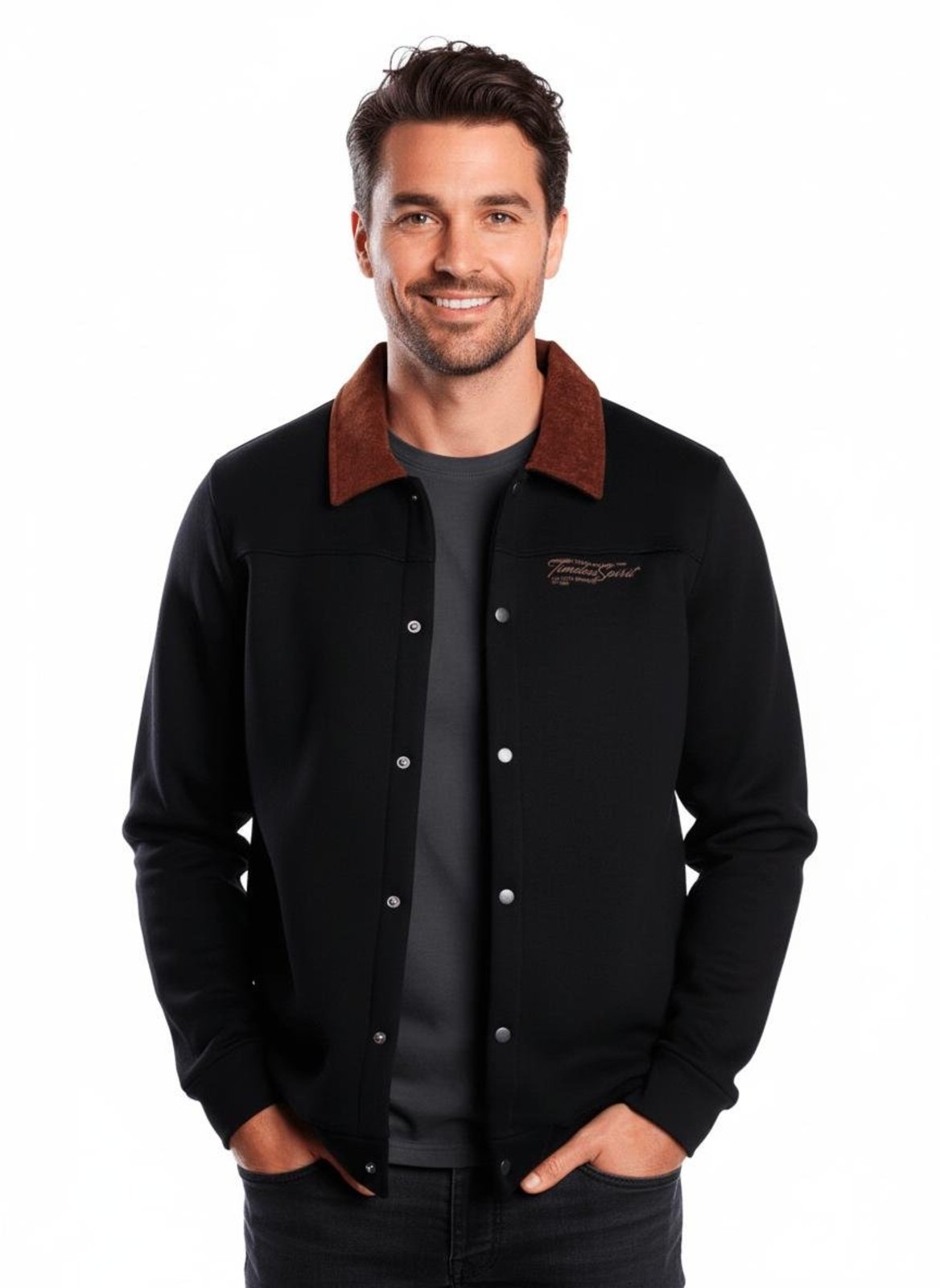 Jaqueta Moletom Gola Cotelê Eletrón Masculina PRETO