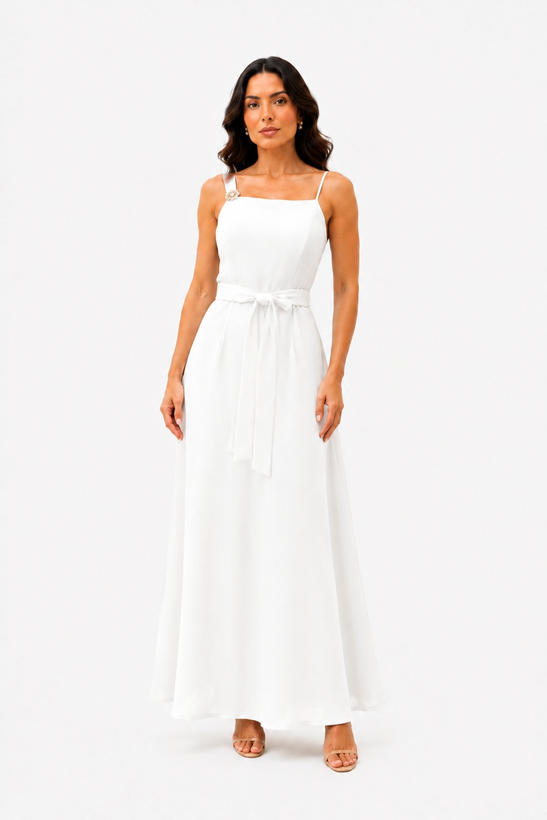 Vestido Longo D Bell Outlet Fashion Assimétrico Branco