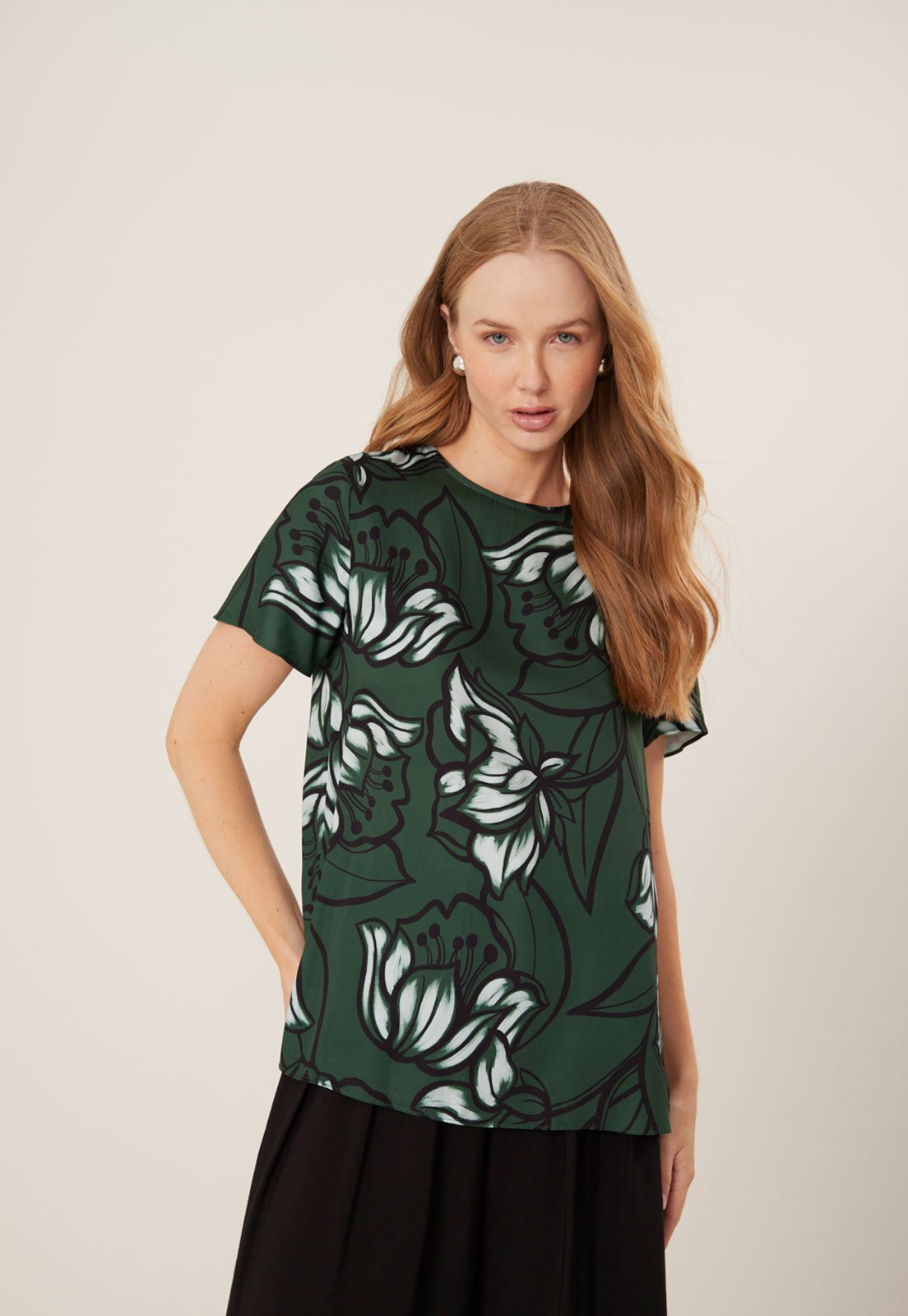 Blusa Feminina Lez a Lez Estampa Floral Verde